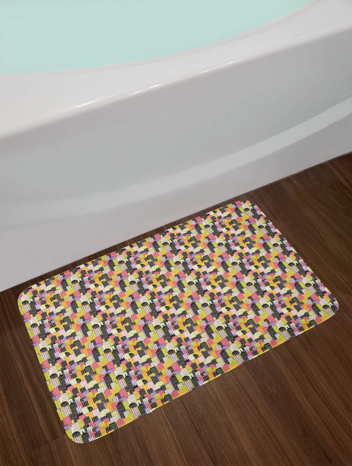 Ambesonne Non-Slip Plush Bath Mat with Metropolitan Architecture Design, 30.2