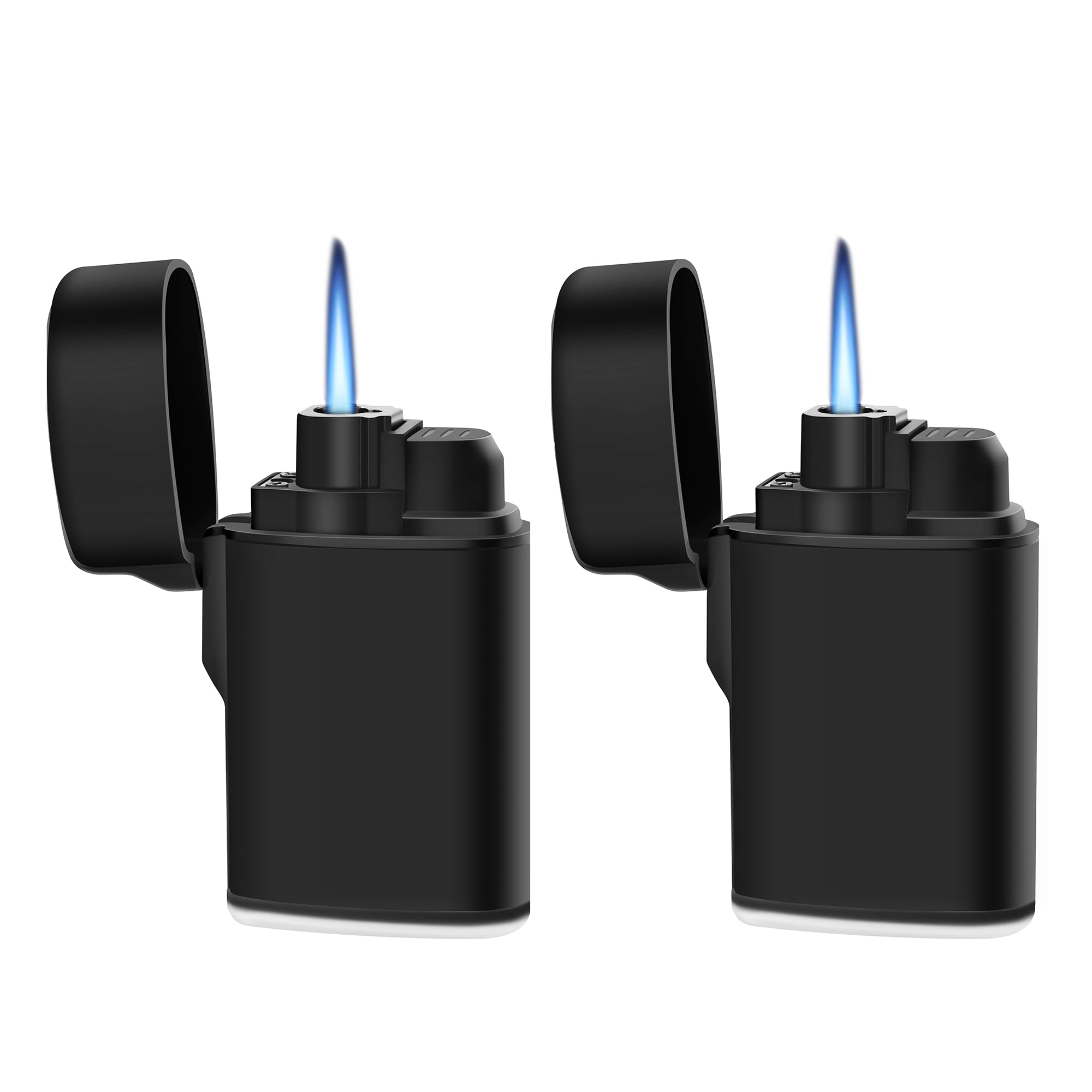 Navpeak Mini Torch Lighter - Windproof Jet Flame Butane Refillable Pocket Lighter (2-Pack, Black) for Candles, Camping, Fireplaces, Gas Stove & BBQ | Perfect for Outdoor Adventures, Survival Kits & Everyday Use (Butane Not Included)