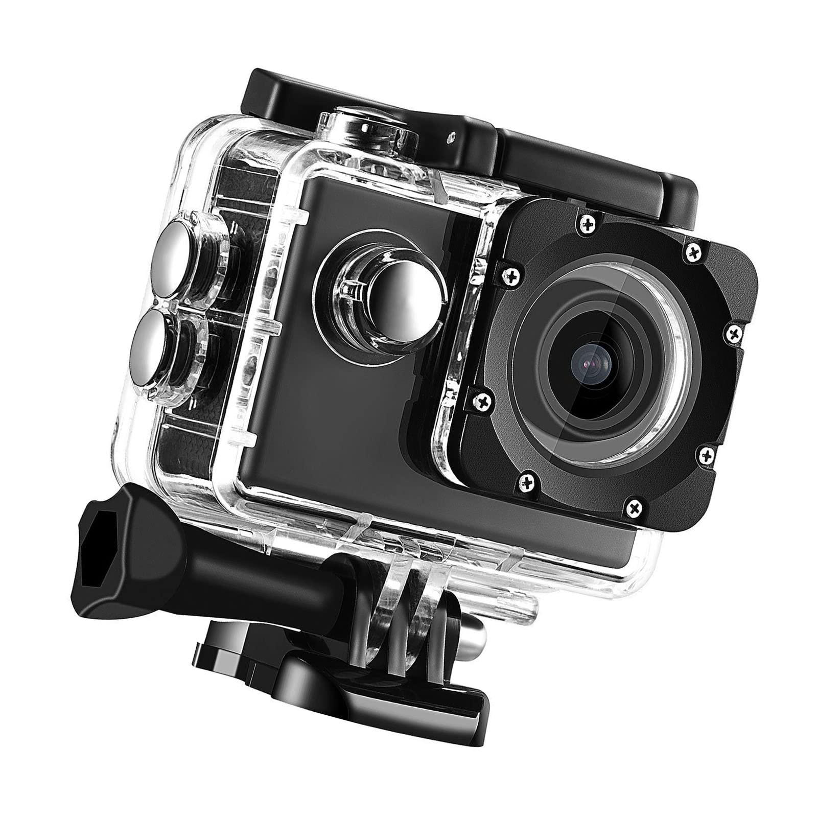 12MP HD Waterproof Action Camera - Underwater Diving, Biking & Outdoor Sports Video Camera with Mounting Accessories Kit (Black) | Perfect for Snorkeling, Surfing, Cycling & Adventure Travel