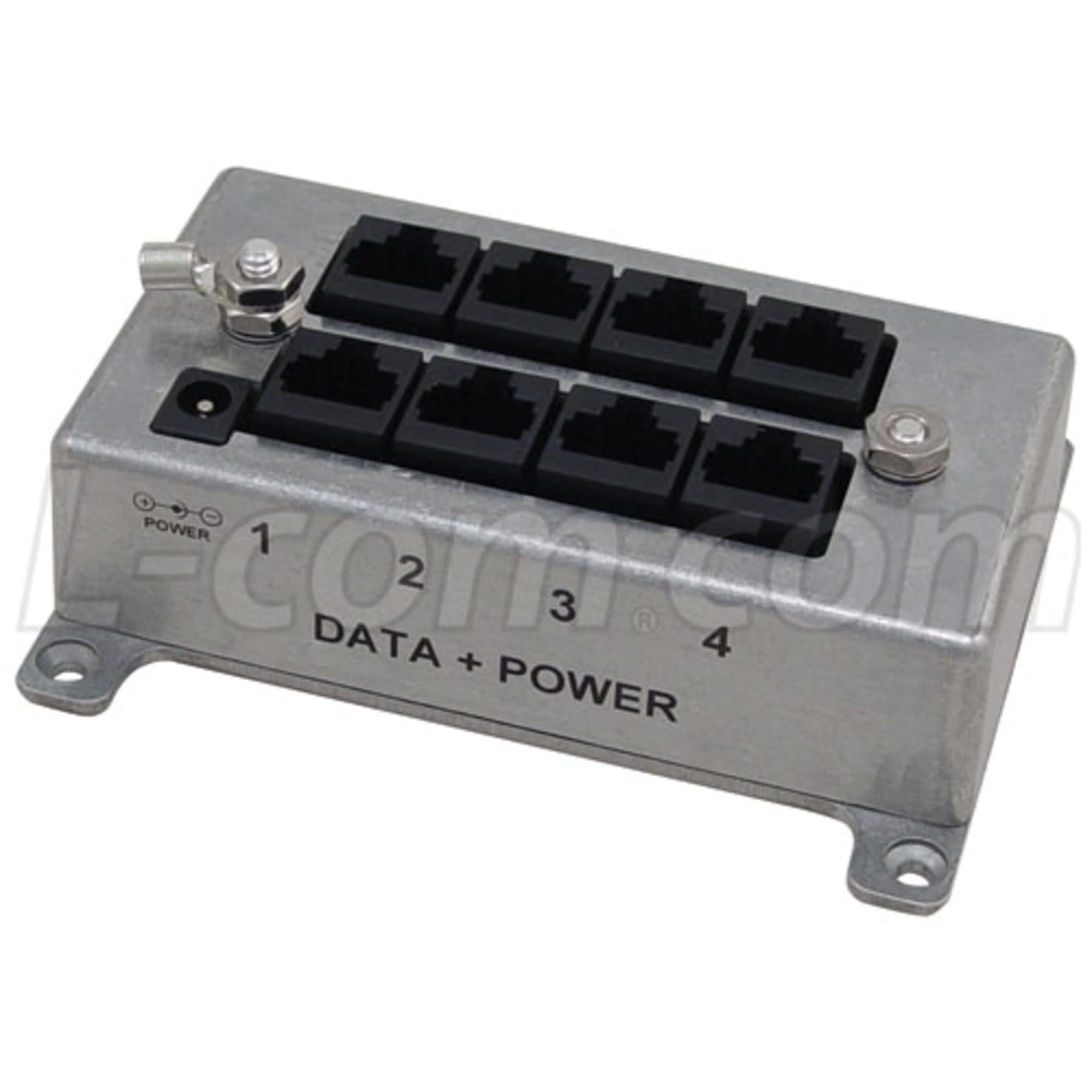 L-Com BT-CAT5-P4J 4-Port Passive PoE Injector with CAT5 Surge Protection for IP Cameras, Wireless Access Points & VoIP Phones - Ideal for Outdoor/Industrial Network Installations