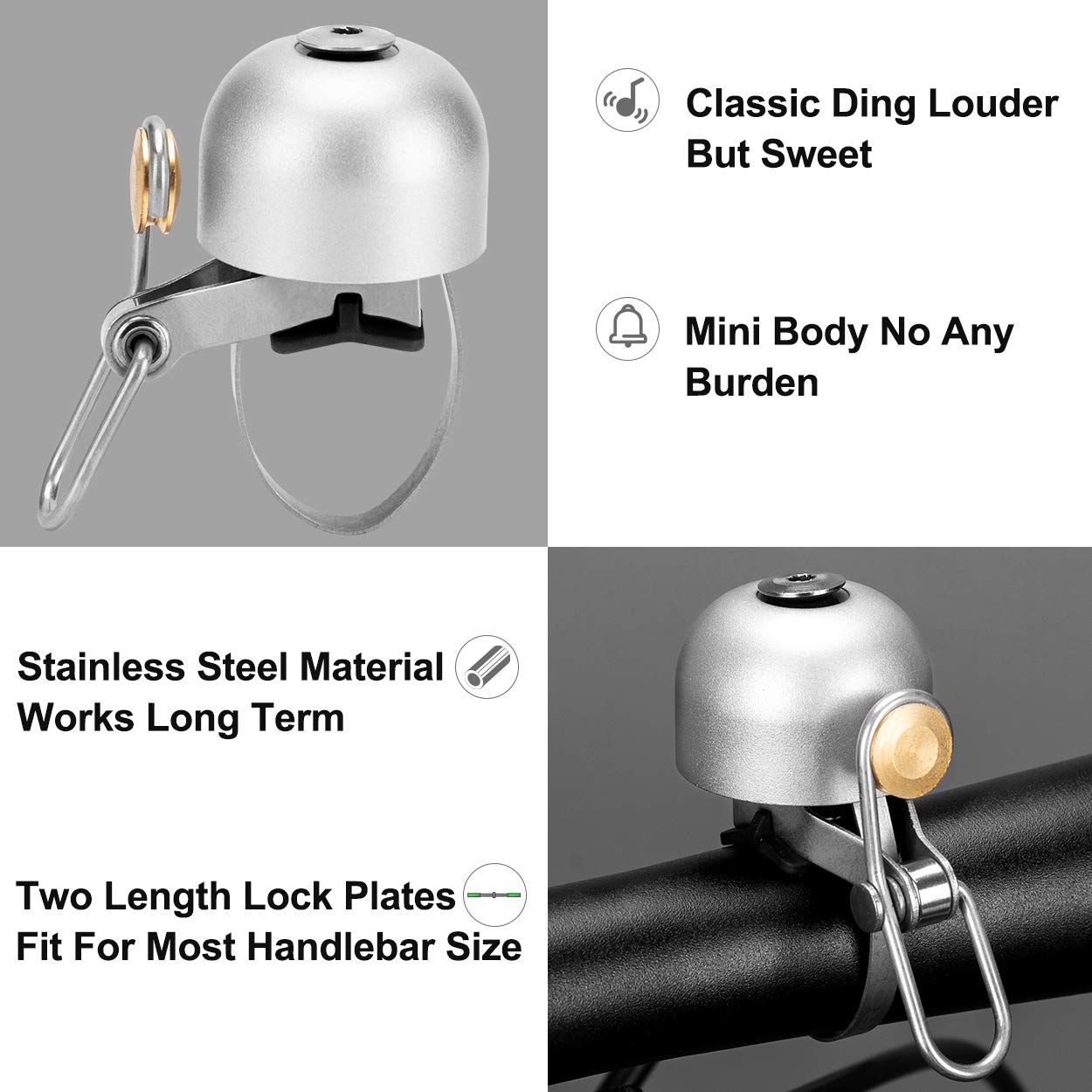 ROCKBROS Classic Bicycle Bell - Loud Bike Horn for Road & Mountain Bikes | Durable Handlebar Bell for Adults | Perfect for Commuting, Cycling Safety & Outdoor Adventures