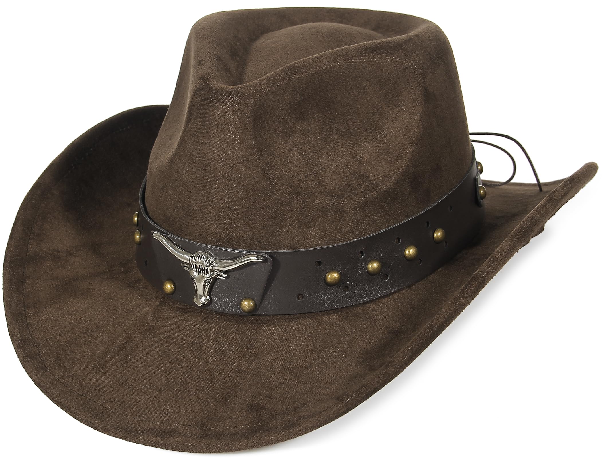 GEMVIE Suede Cowboy Hat for Men & Women - Roll Up Brim Western Cowgirl Hat - Classic Country Style Rancher Hat for Rodeo, Music Festivals & Outdoor Adventures