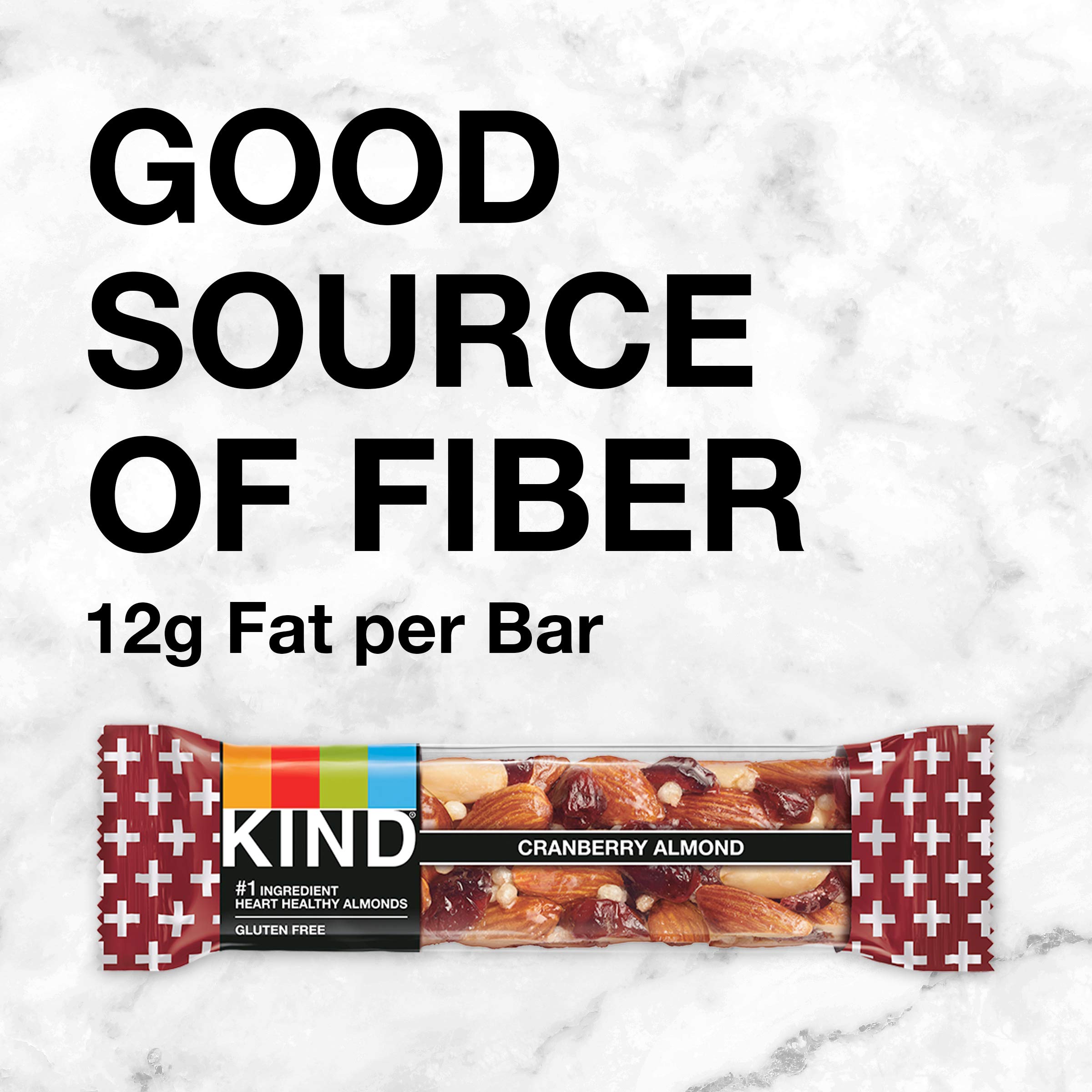 KIND Nut Bars, Cranberry Almond - Healthy Snack Bars with 5g Protein & Fiber, Gluten Free (12 Count) - Perfect for On-the-Go Breakfast, Hiking & Office Snacks