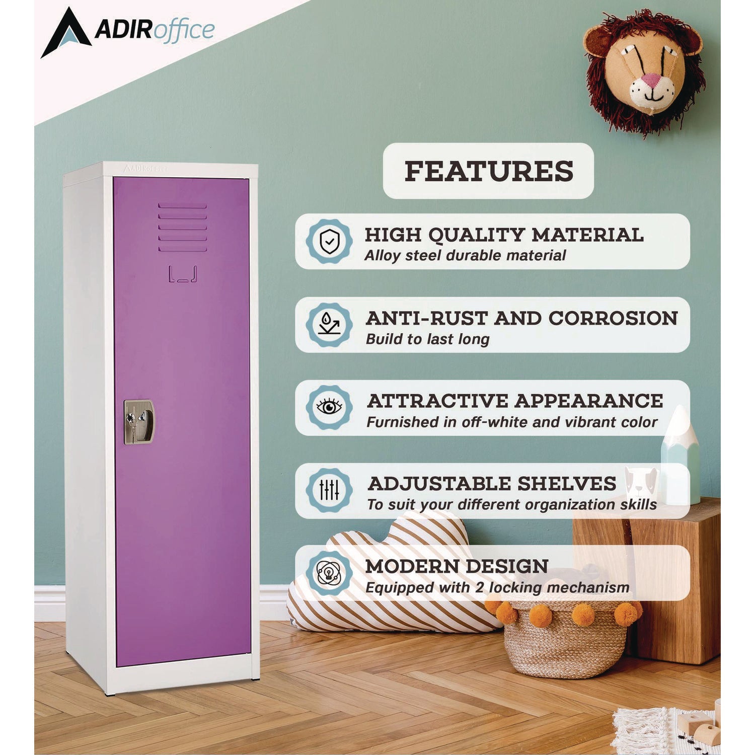 AdirOffice Steel Storage Locker - 1 Compartment, 15