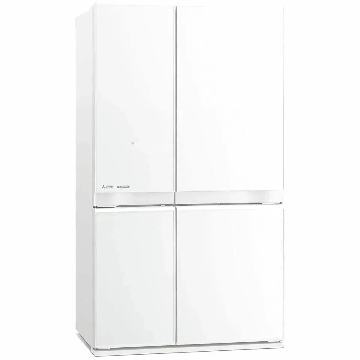 Mitsubishi 580L French Door Refrigerator - White Glass Finish - Energy Efficient Large Capacity Fridge for Modern Kitchen & Open Floor Plan Homes