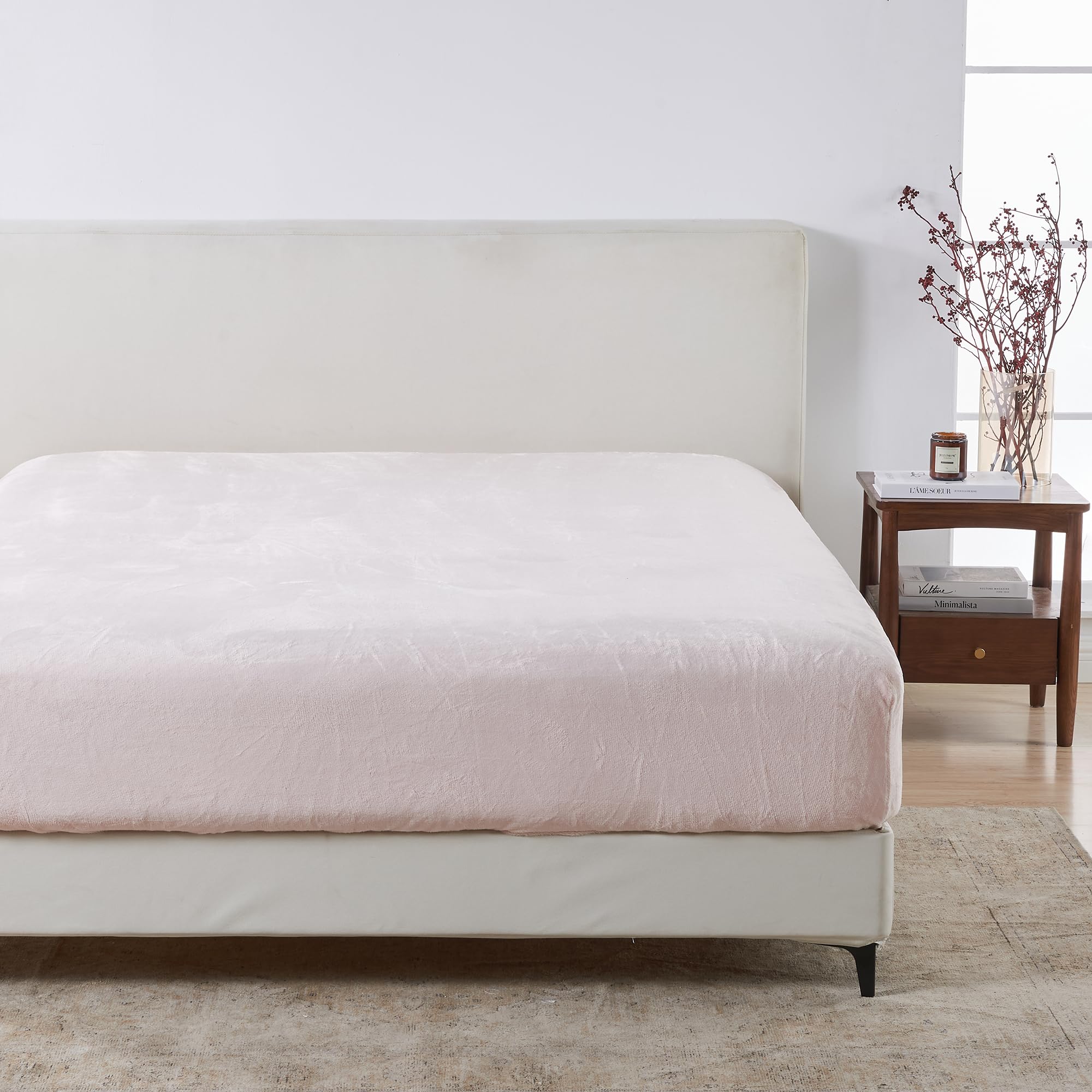 Luxury Queen Size Fitted Sheet - Ultra Soft Velvet Plush with Micro Fleece Bottom | 14