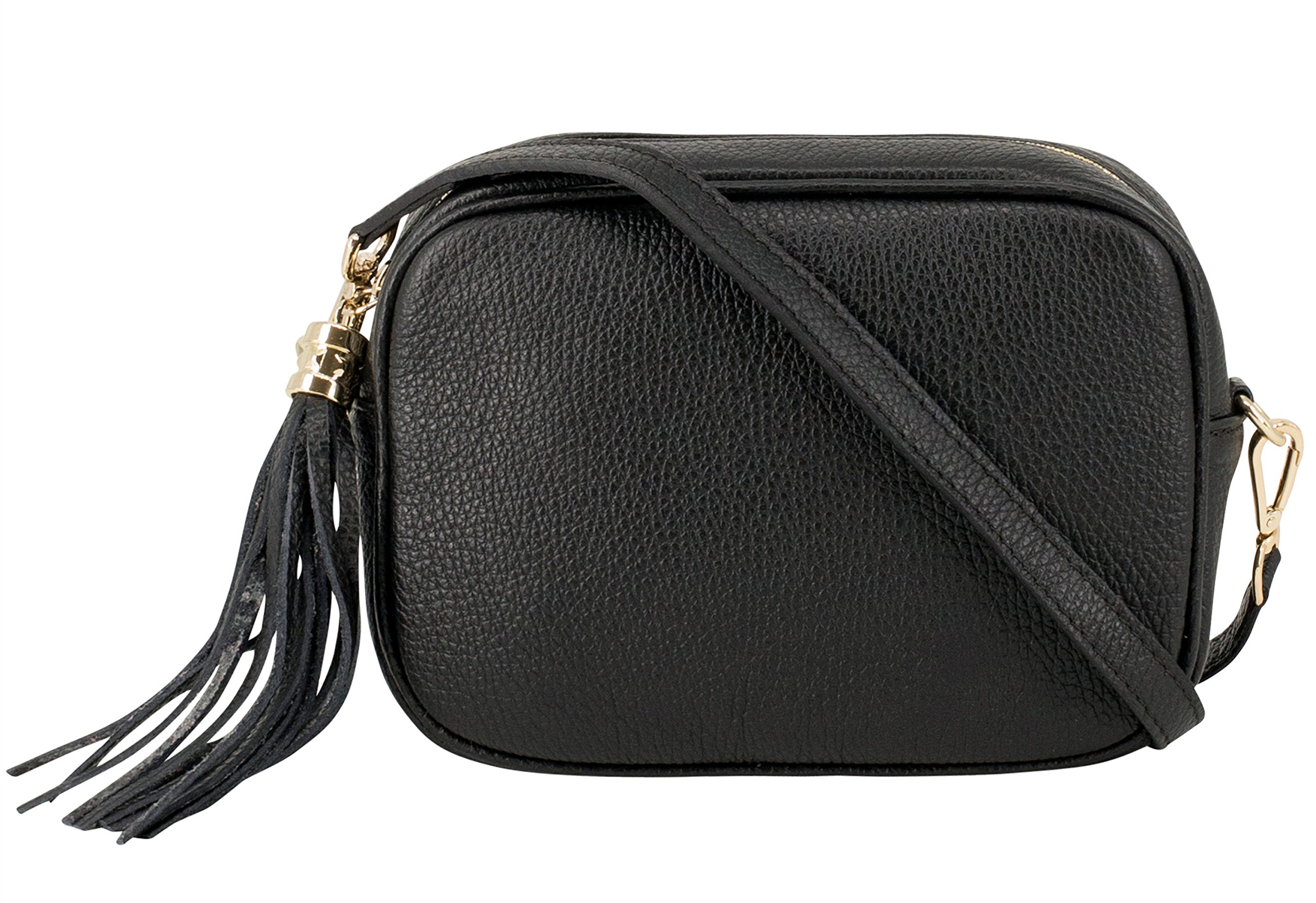 Montte Di Jinne Genuine Leather Women's Crossbody Camera Bag with Adjustable Strap & Zipper Tassel - Italian Made Handbag for Travel, Photography & Everyday Use