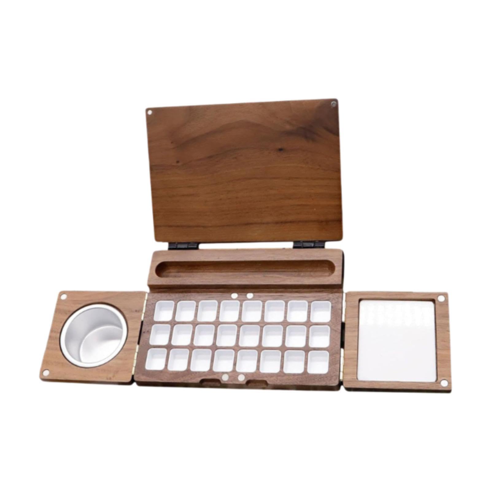 Premium Handmade Wooden Watercolor Paint Box with Mixing Palette - Artist Painting Set for Studio, Travel & Outdoor Sketching