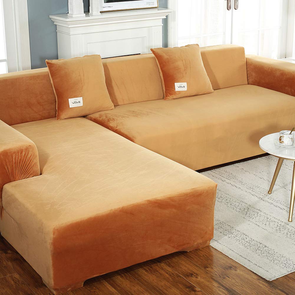Velvet Stretch L-Shaped Sofa Cover for Dogs - Stain Resistant, Breathable Couch Protector (Fits 3+3 Seat Sectional) - Perfect for Pet Owners & Living Room Decor
