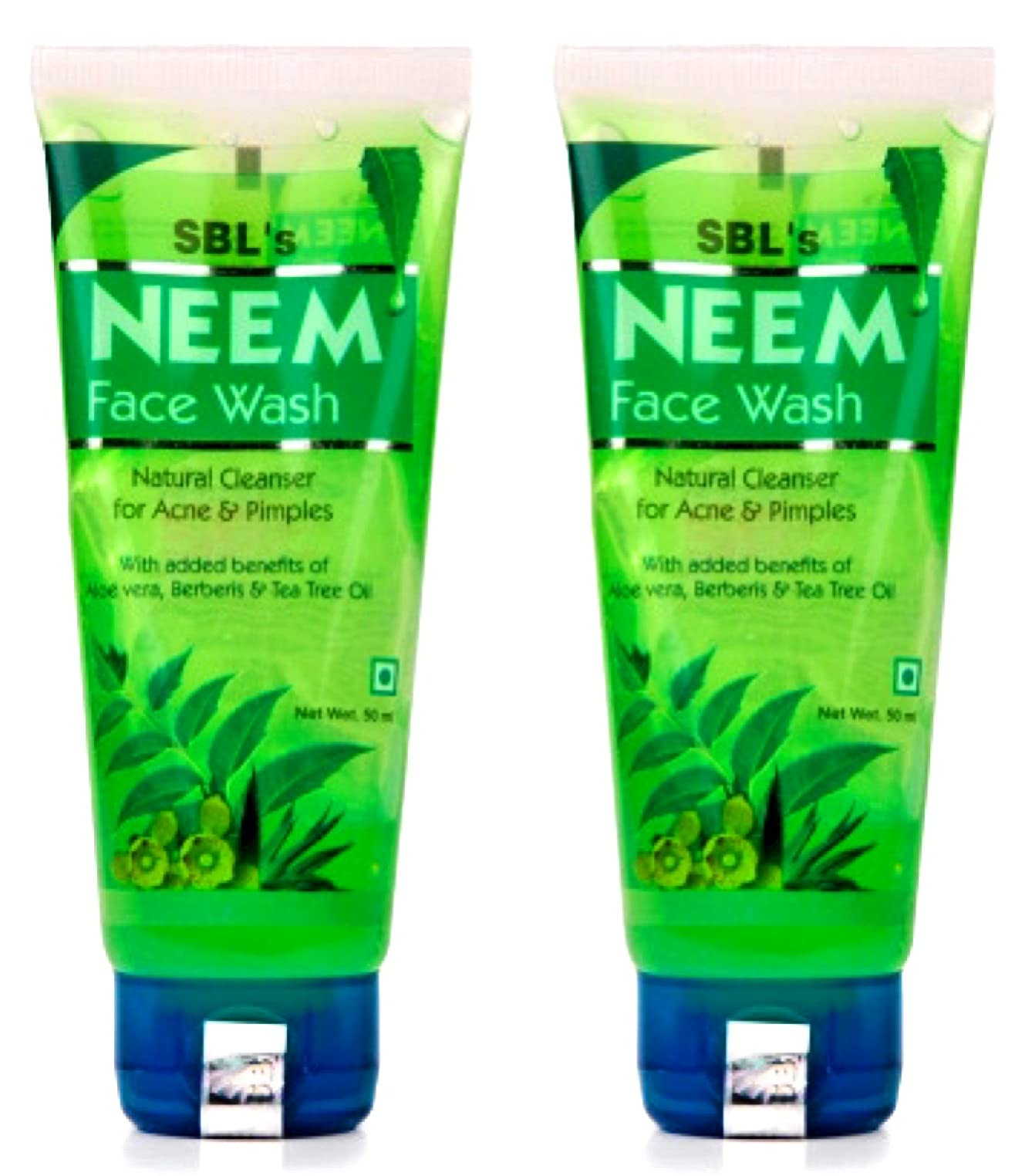 Organic SBL Neem Face Wash 100gm - Pack of 2 | Natural Acne Treatment & Oil Control | Perfect for Daily Skincare Routine & Sensitive Skin Care