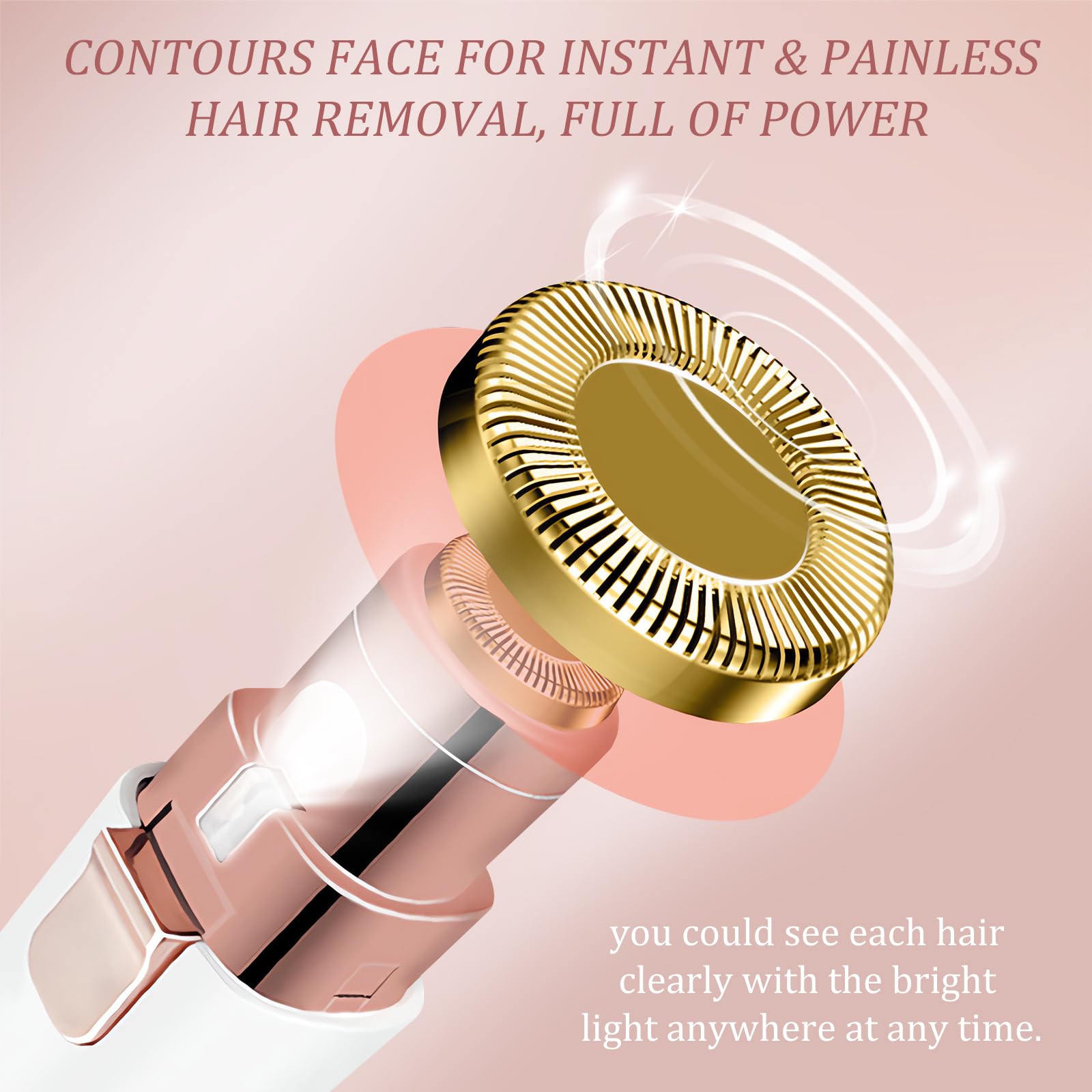 2-in-1 Electric Eyebrow Trimmer & Facial Hair Remover for Women - Painless Hair Removal Device with LED Light for Eyebrows, Upper Lips & Face | Perfect for At-Home Grooming, Travel & Quick Touch-Ups