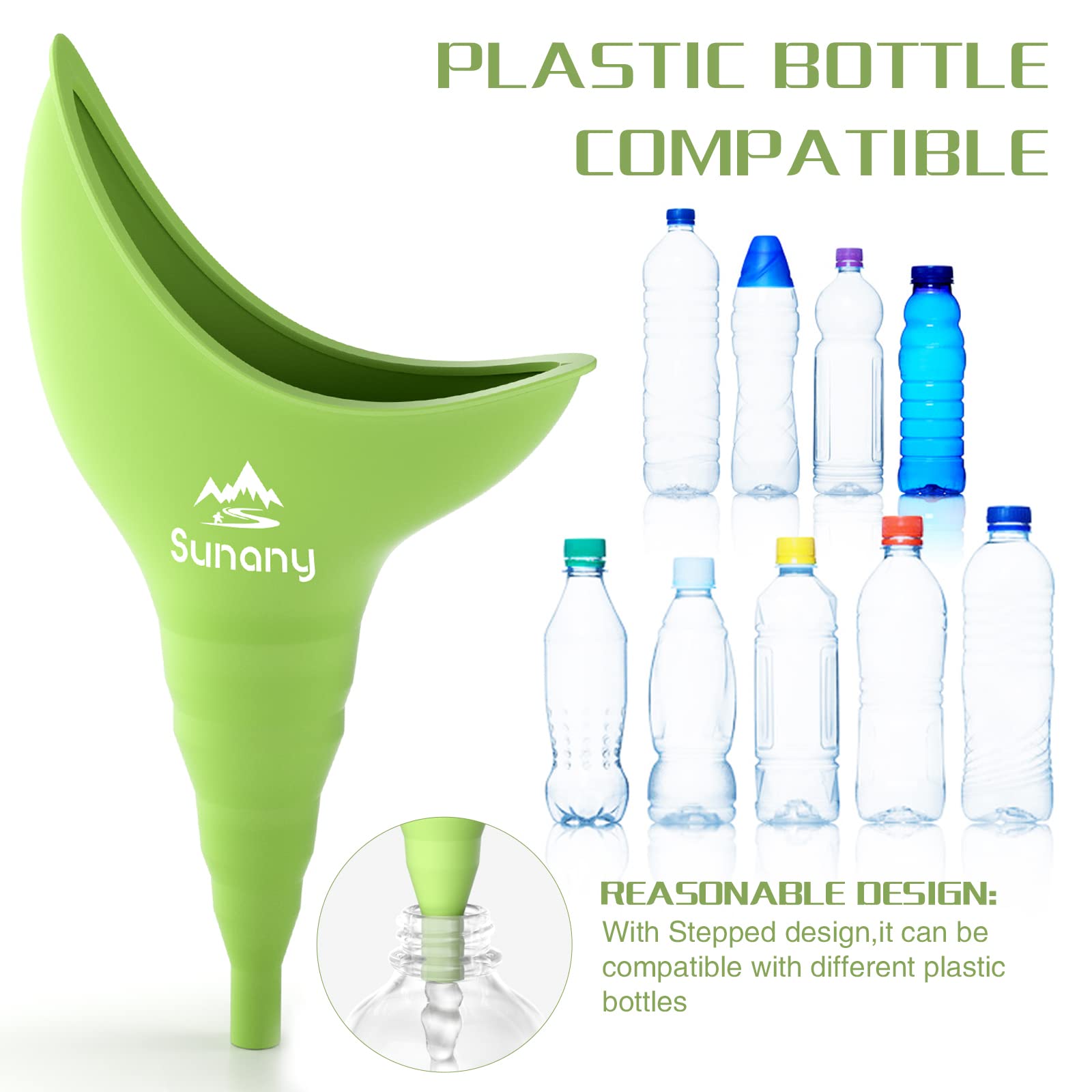 **Sunany Female Urinal with Silicone Funnel - Portable Standing Pee Device for Women, Reusable Outdoor Urinal - Perfect for Camping, Hiking, Travel & Road Trips**