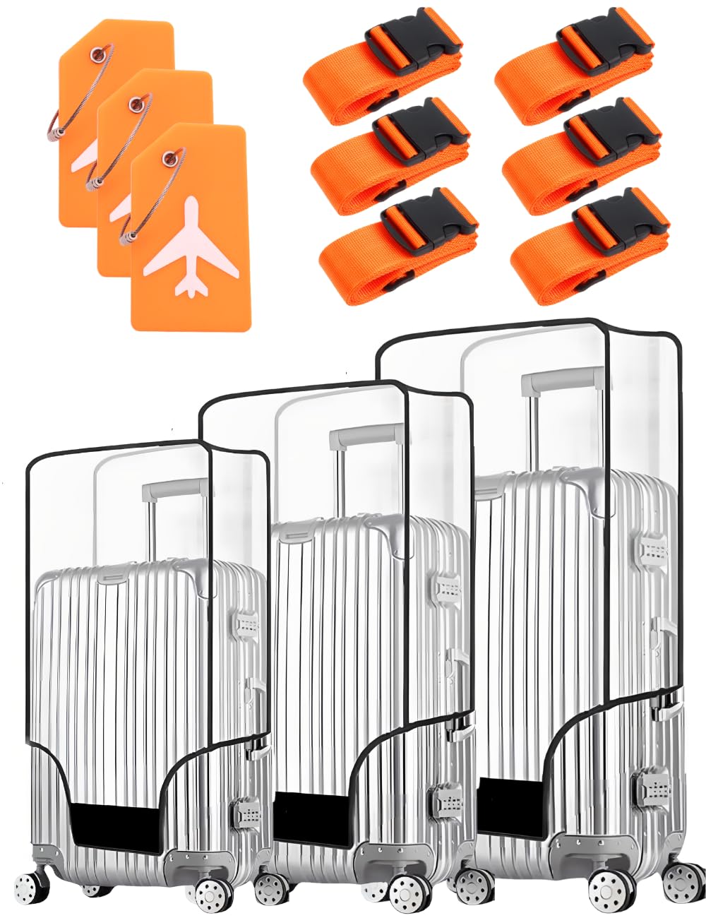 3 Pcs TSA Approved Transparent Waterproof Luggage Protector Covers for 20