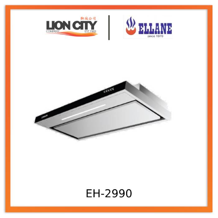 Ellane EH 2990 90cm Stainless Steel Slimline Range Hood - Powerful Kitchen Ventilation for Smoke & Odor Removal - Perfect for Modern Home Cooking