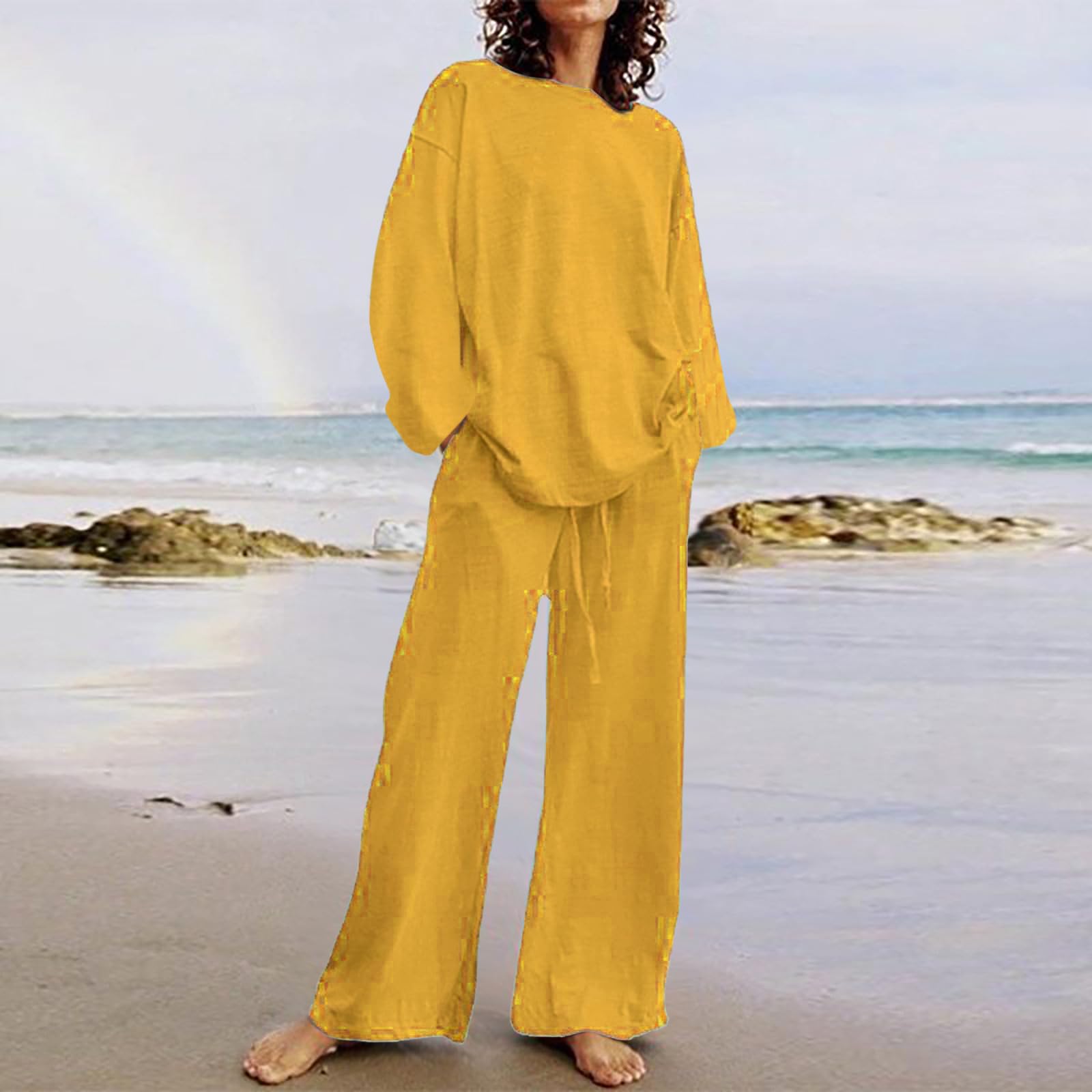 Women's 2-Piece Lounge Set - Soft Loose Shirt & Comfortable Pants - Cozy Fall Outfits for Women | Perfect for Relaxing at Home, Lounging or Casual Wear