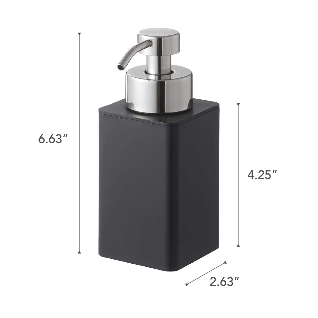 Yamazaki Home Black Plastic Foam Soap Dispenser - Compact & Stylish for Bathroom, Kitchen, or Office Sink