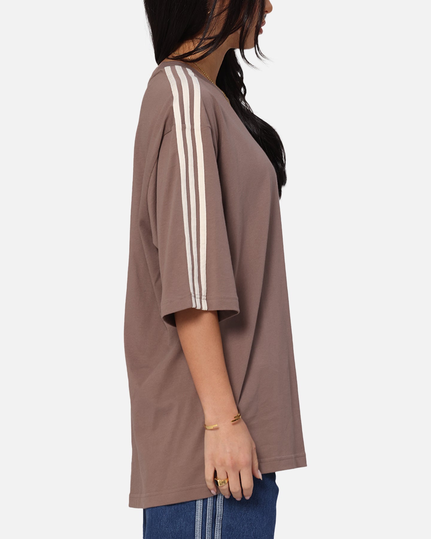Adidas Oversized T-Shirt for Men - Soft Cotton Brown Casual Tee - Perfect for Streetwear, Lounge & Everyday Outfits