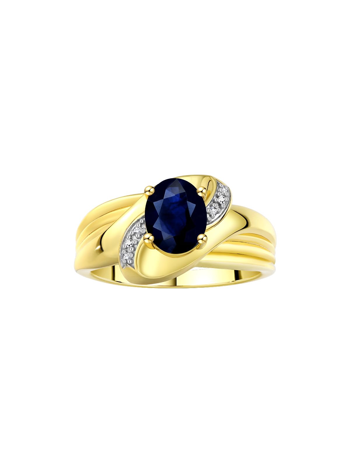 Rylos 14K Gold Plated Sterling Silver Ring for Women - Oval 9x7mm Gemstone & Genuine Diamond Jewelry, Classic Design Engagement & Wedding Ring, Size 5-10 | Perfect for Everyday Wear, Anniversary Gifts & Special Occasions