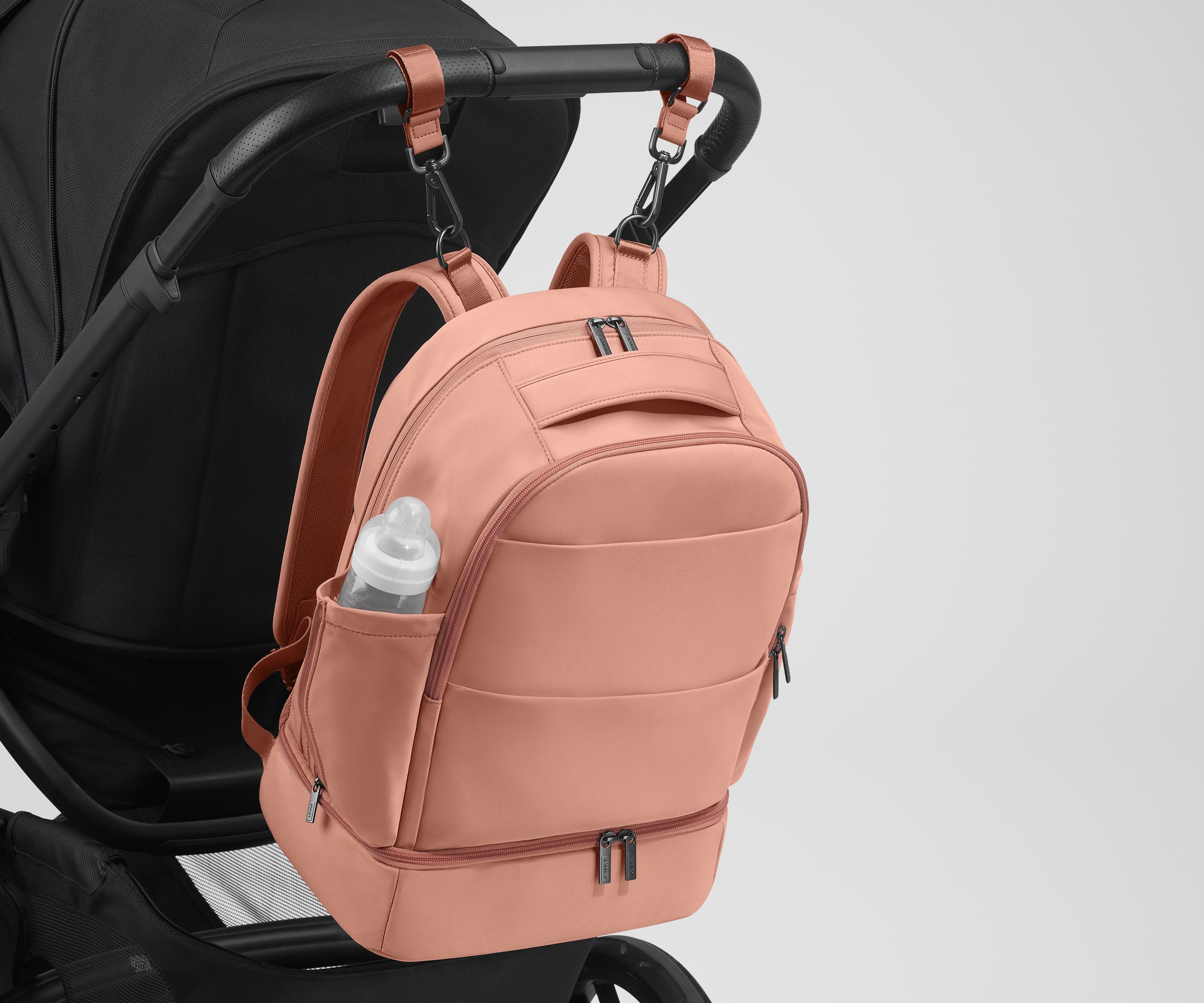 Premium Double Diaper Backpack in Clay Pink - Stylish & Spacious Baby Essentials Organizer for Parents - Perfect for Travel, Daycare & Outdoor Adventures