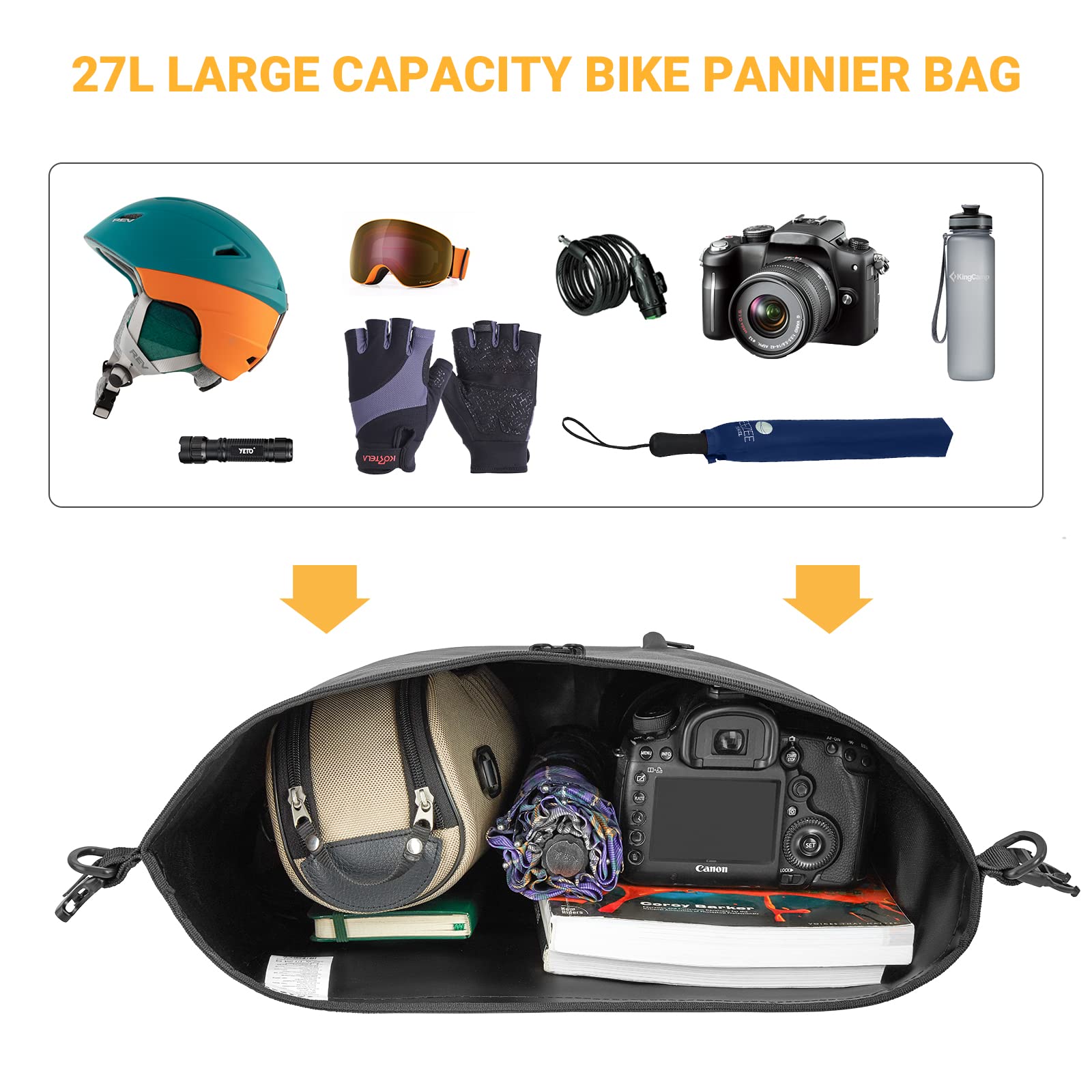 ATEPA 2L/4L/27L Waterproof Bike Pannier Bag - Bicycle Saddle Bag, Rack Bag & Shoulder Cargo Pouch for Commuting, Touring & Cycling | Backseat Storage for Road Bikes, Mountain Bikes & Urban Cycling