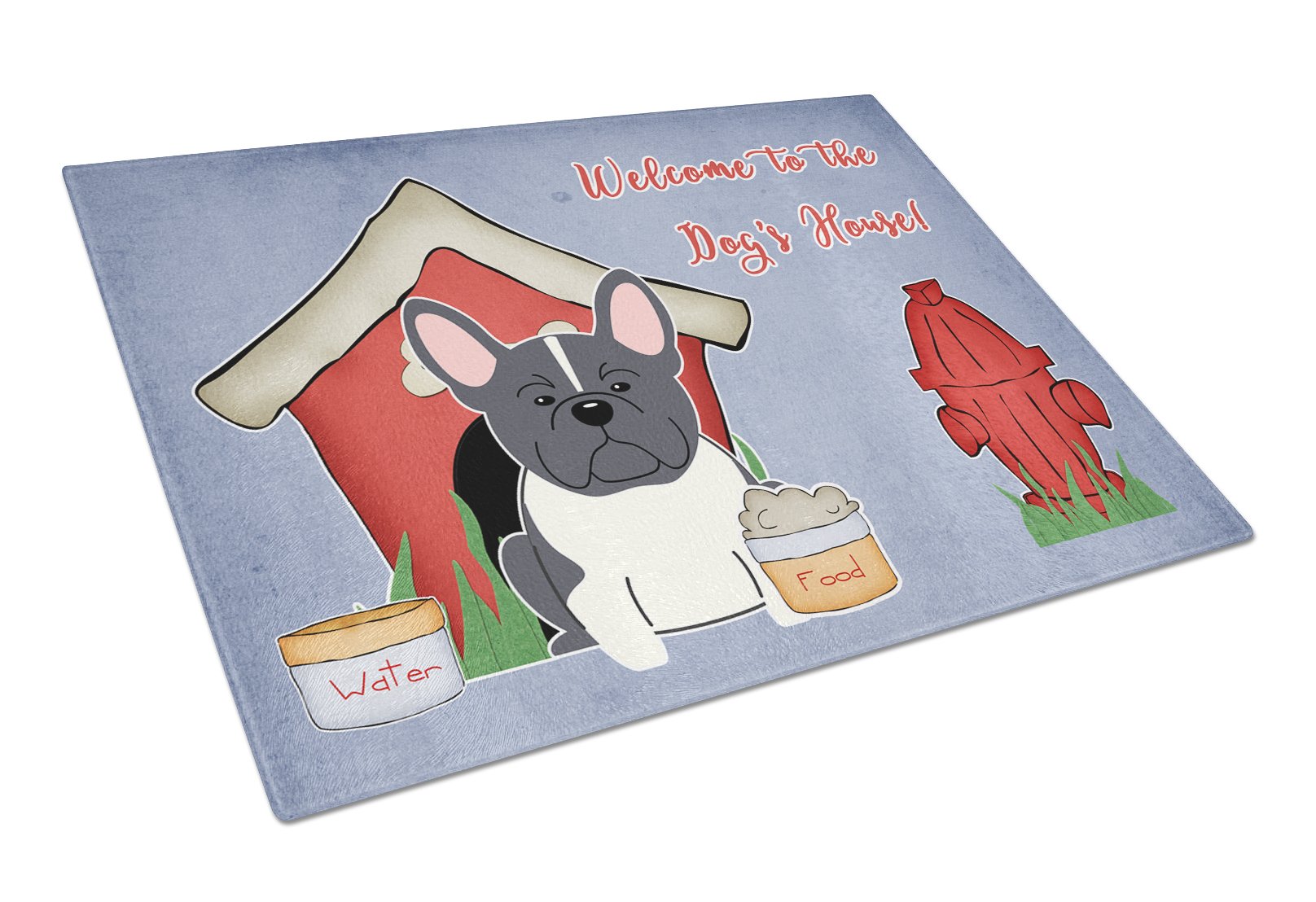 French Bulldog Black & White Tempered Glass Cutting Board - Large Decorative Kitchen Chopping & Serving Board for Fruits, Cheese & Charcuterie - Dog Lover Gift & Home Decor Accessory
