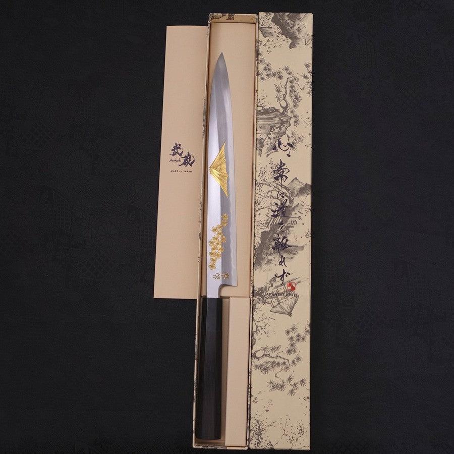 Premium Yanagiba Sushi Knife - White Steel #2 Kasumi Forged with Buffalo Ebony Handle - 270mm Blade for Professional Sushi Chefs & Japanese Cuisine Lovers - Ideal for Slicing Raw Fish & Preparing Sashimi