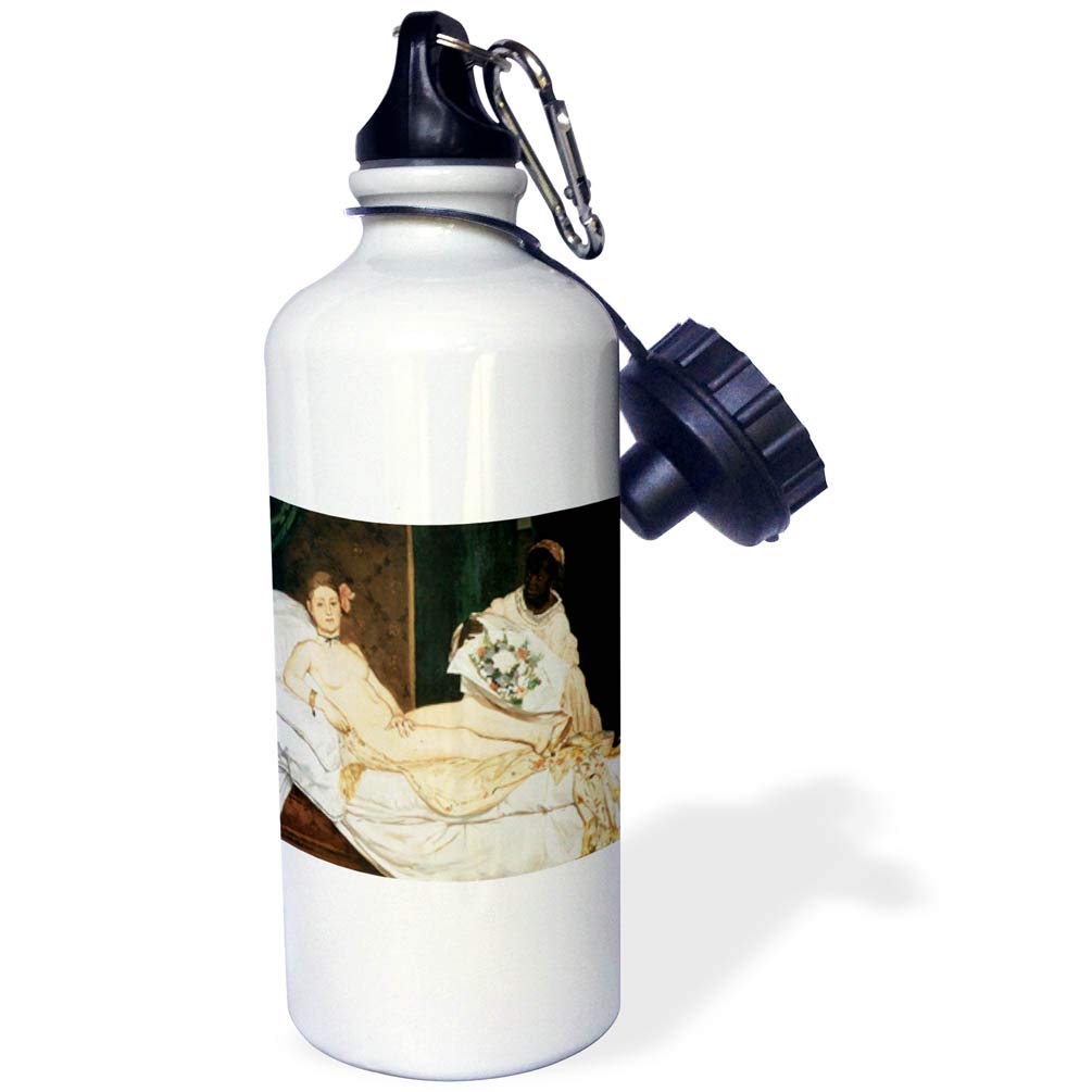 3D Rose Olympia by Edouard Manet Sports Water Bottle - 21 oz White Insulated Stainless Steel Bottle for Gym, Hiking & Outdoor Activities