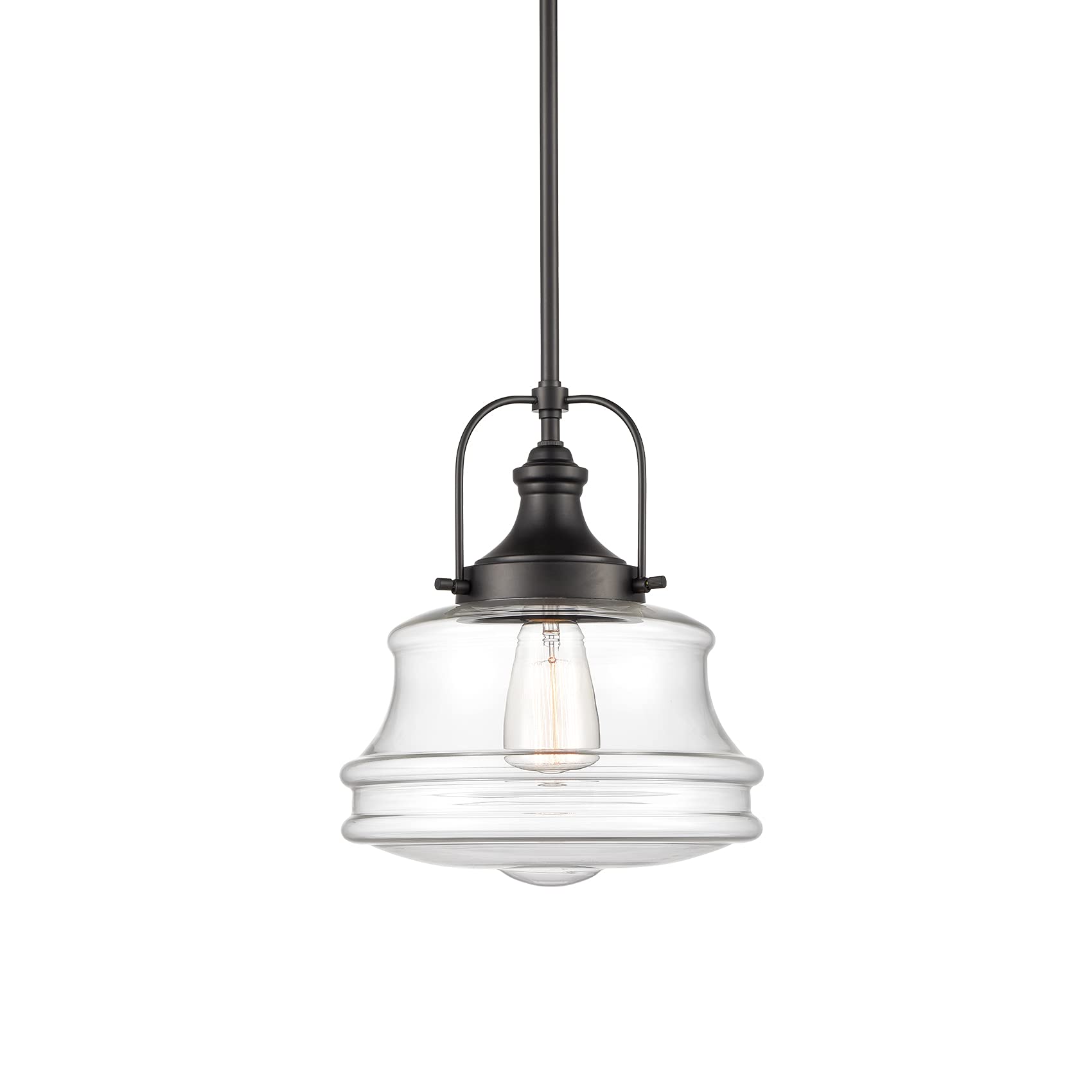 Vintage Black Industrial Pendant Light Fixtures - Schoolhouse Hanging Lights for Kitchen Island, Dining Room & Farmhouse Decor | Dimmable Edison Bulb Compatible