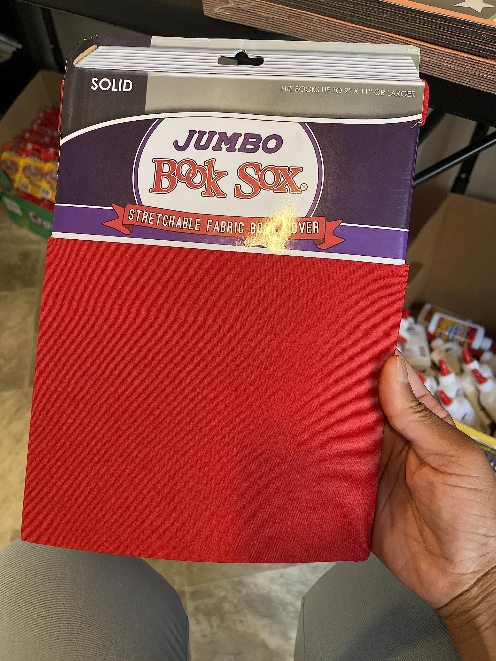The Original Book Sox - Jumbo Red Book Cover for Textbooks, Notebooks & Binders | Durable Protection for School, Office & Library Use
