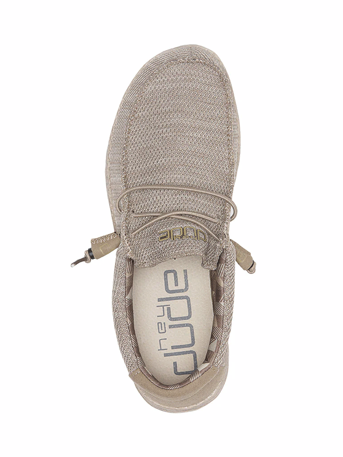 Hey Dude Men's Wally Sox Comfortable Slip-On Shoes - Beige Size 8 | Lightweight Breathable Casual Loafers for Walking, Travel & Everyday Wear