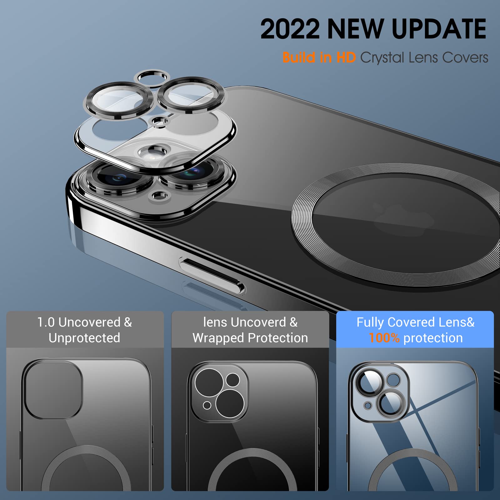 Magnetic Clear iPhone 13 Mini Case with MagSafe - Slim Silicone Cover with Integrated Camera Cover | Anti-Yellowing, Anti-Fingerprint, Scratch Resistant | Compatible with Wireless Charging | Perfect for Daily Use, Work & Travel Protection