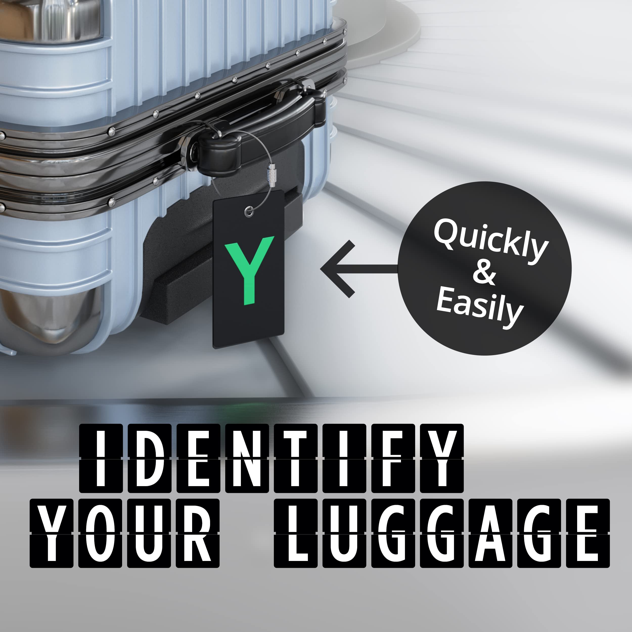 Custom Initial Luggage Tag - Flexible Personalized Bag Tag with Stainless Steel Loop for Travel, Suitcases & Backpacks