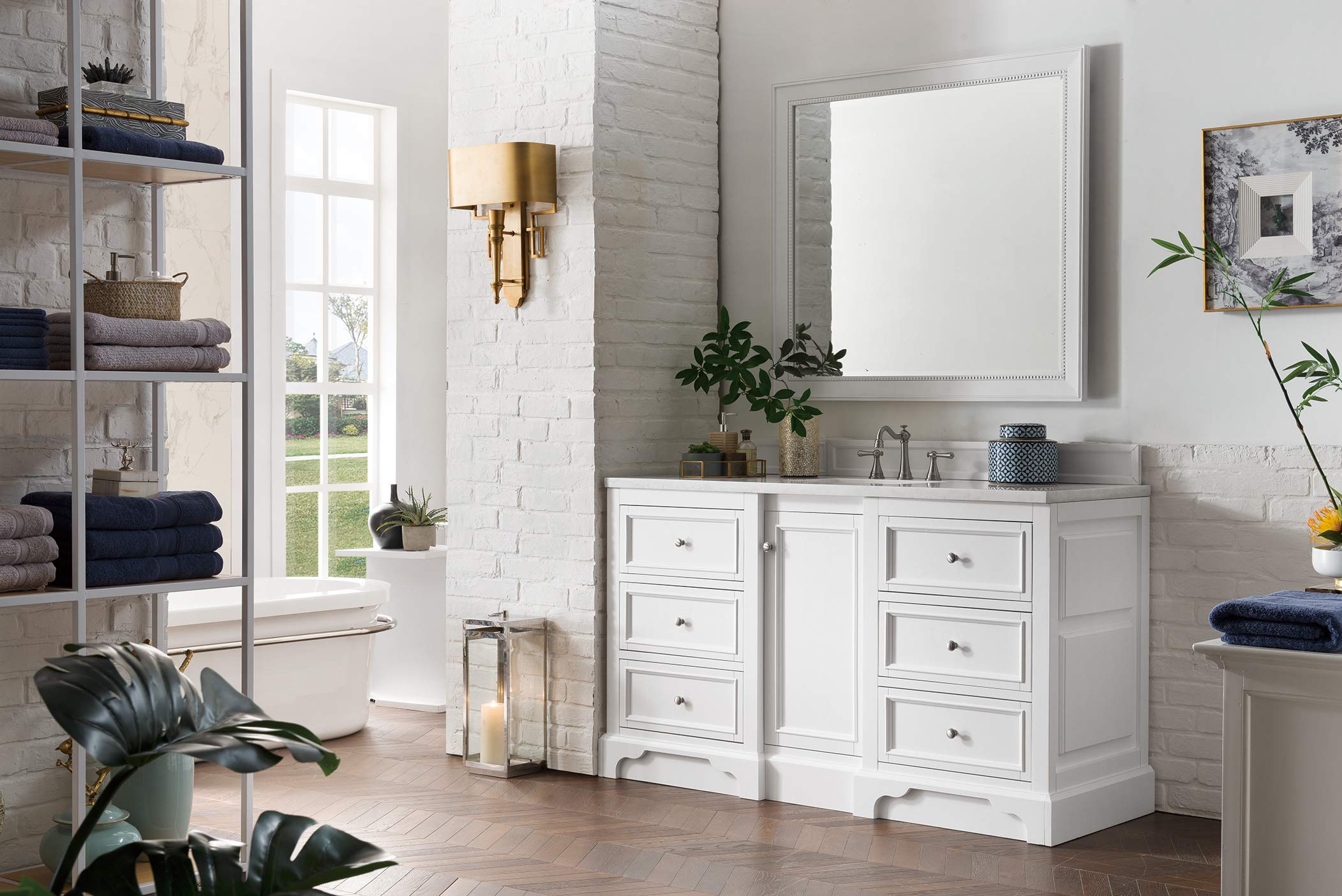 60-Inch Single Bathroom Vanity in Bright White Finish - Modern Design for Small Spaces, Perfect for Home Remodeling & Apartment Upgrades