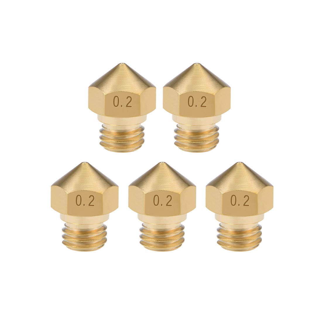 uxcell 0.2mm 3D Printer Nozzle Head - M7 Thread Brass Replacement Nozzles (5 Pack) for Creality Ender 3, CR-10, Prusa i3 - High Precision 3D Printing Accessories