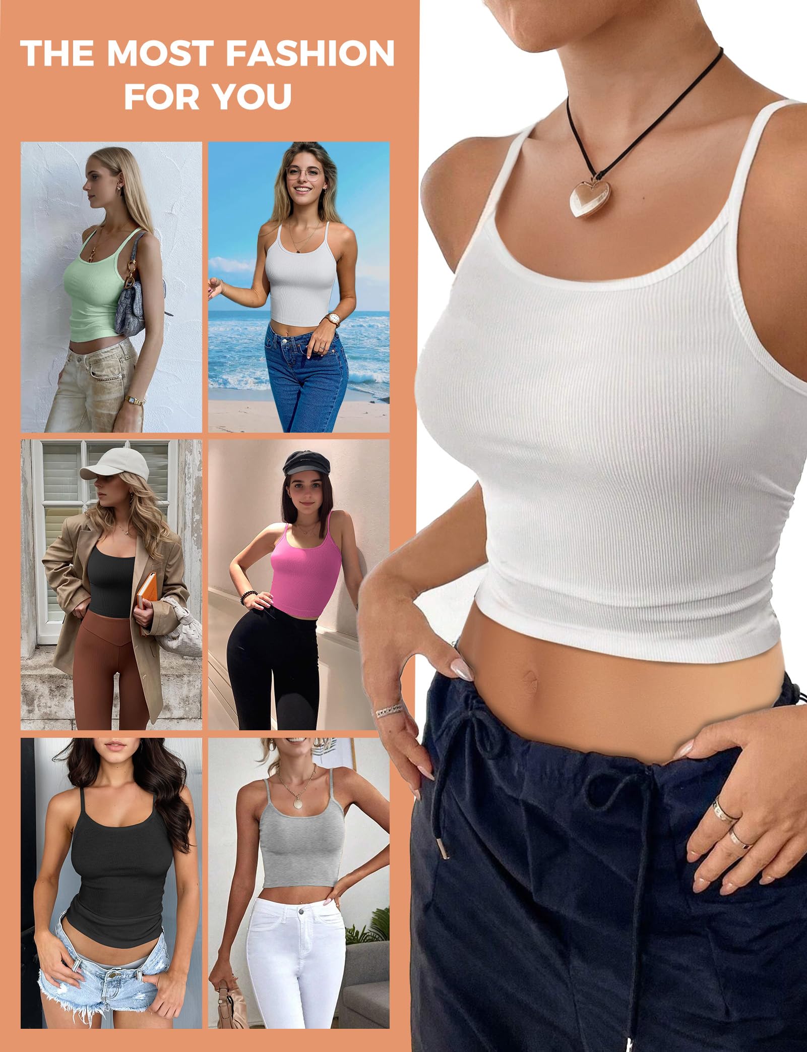 Women's Ribbed Sleeveless Crop Tank Tops - Scoop Neck Basic Shirts for Casual Wear, Gym, Summer Outfits & Beach Vacation
