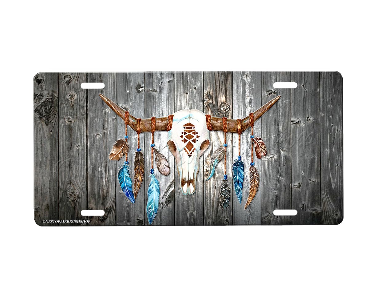 Custom Cow Skull Front License Plate - Personalized Design for Cars, Trucks & Motorcycles - Perfect for Western, Biker & Vintage Vehicle Decor