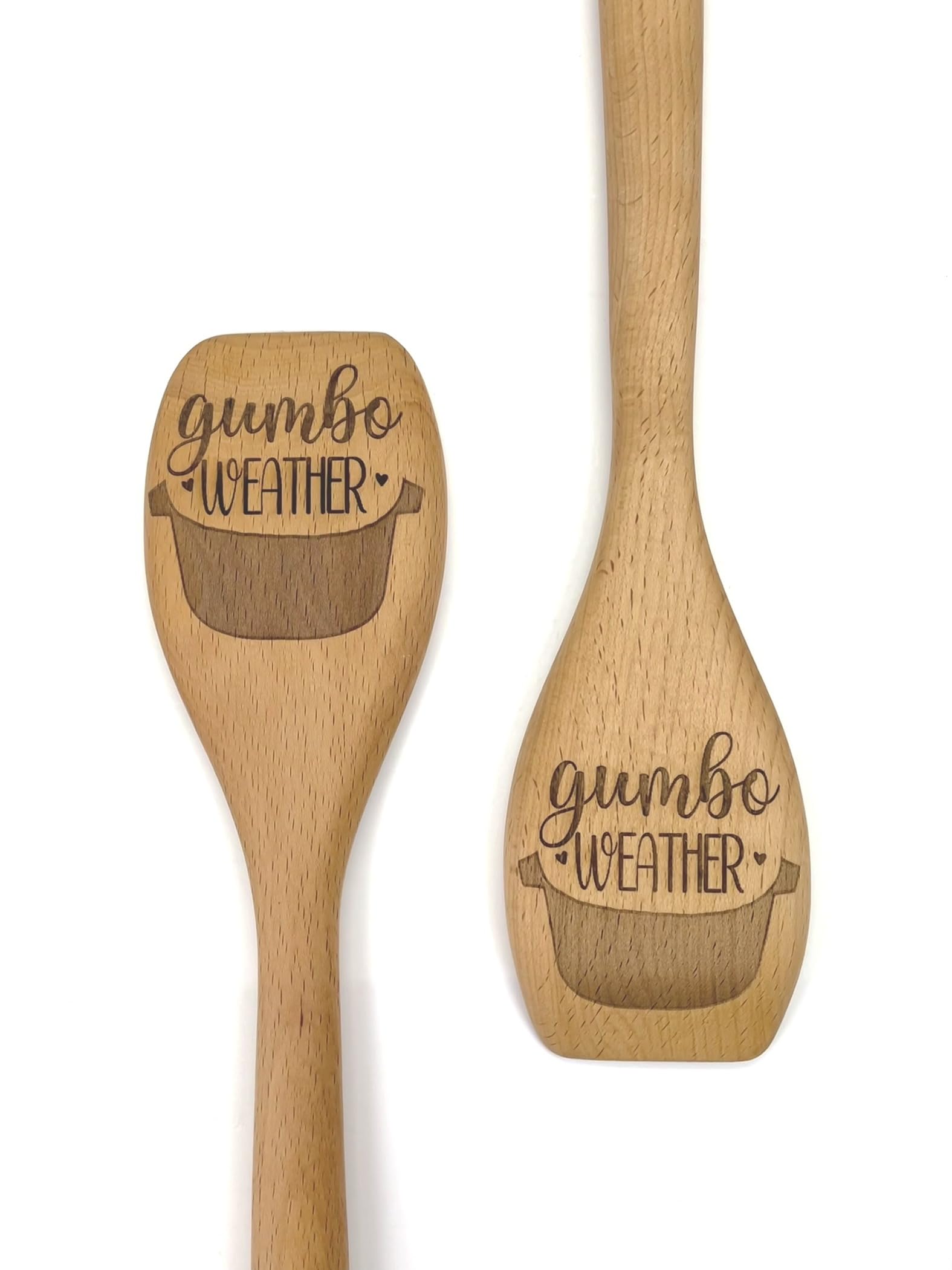Handcrafted Wooden Gumbo Spoon - Cajun Roux Stirring Utensil with Laser Engraved Design - Perfect for Cooking Gumbo, Jambalaya & Cajun Cuisine - Ideal for Home Chefs & Southern Cooking Enthusiasts
