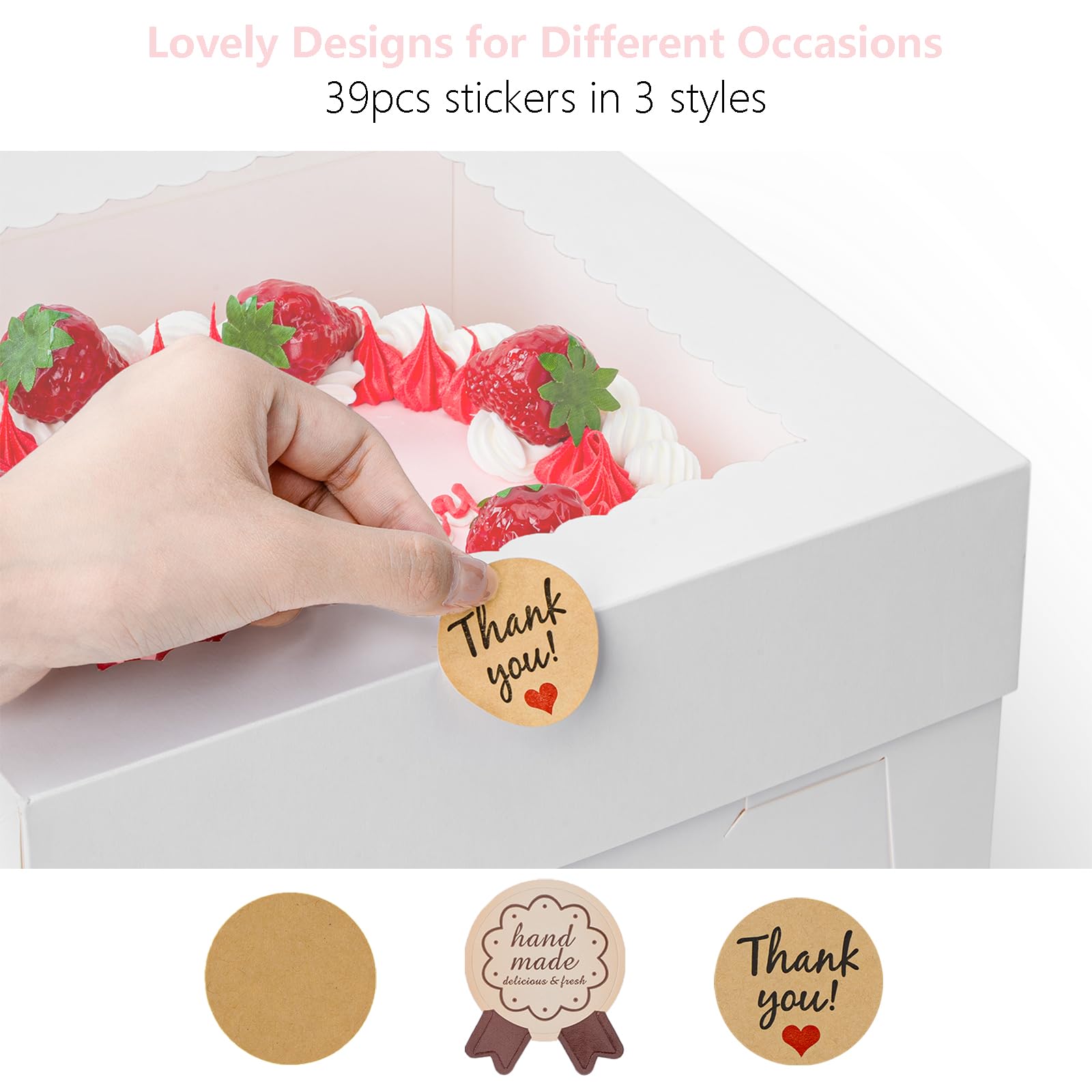3 Pack 10x10x8 Inches White Bakery Cake Boxes with Window & Cake Boards - Disposable Cake Containers with Lids for Wedding, Birthday, Party - Perfect for Cakes, Donuts, Pies, Cookies & Dessert Display