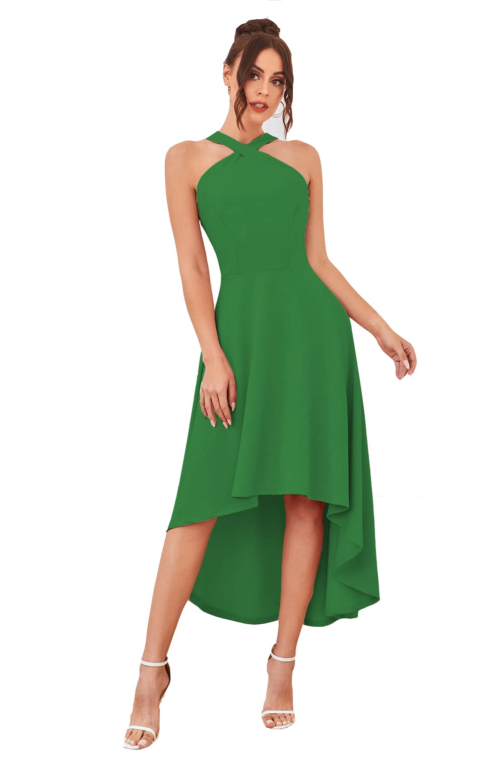 Elegant Asymmetrical High-Low Chiffon Bridesmaid Dress for Wedding & Formal Events - Women's Short Halter Homecoming Party Dress 2022 | Perfect for Bridal Showers, Receptions & Special Occasions