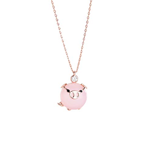 Crystal Pig Necklace for Women - Rose Gold Cute & Lucky Charm Pendant Jewelry Gift for Girls - Perfect for Birthdays, Valentine's Day & Everyday Wear (One Size)