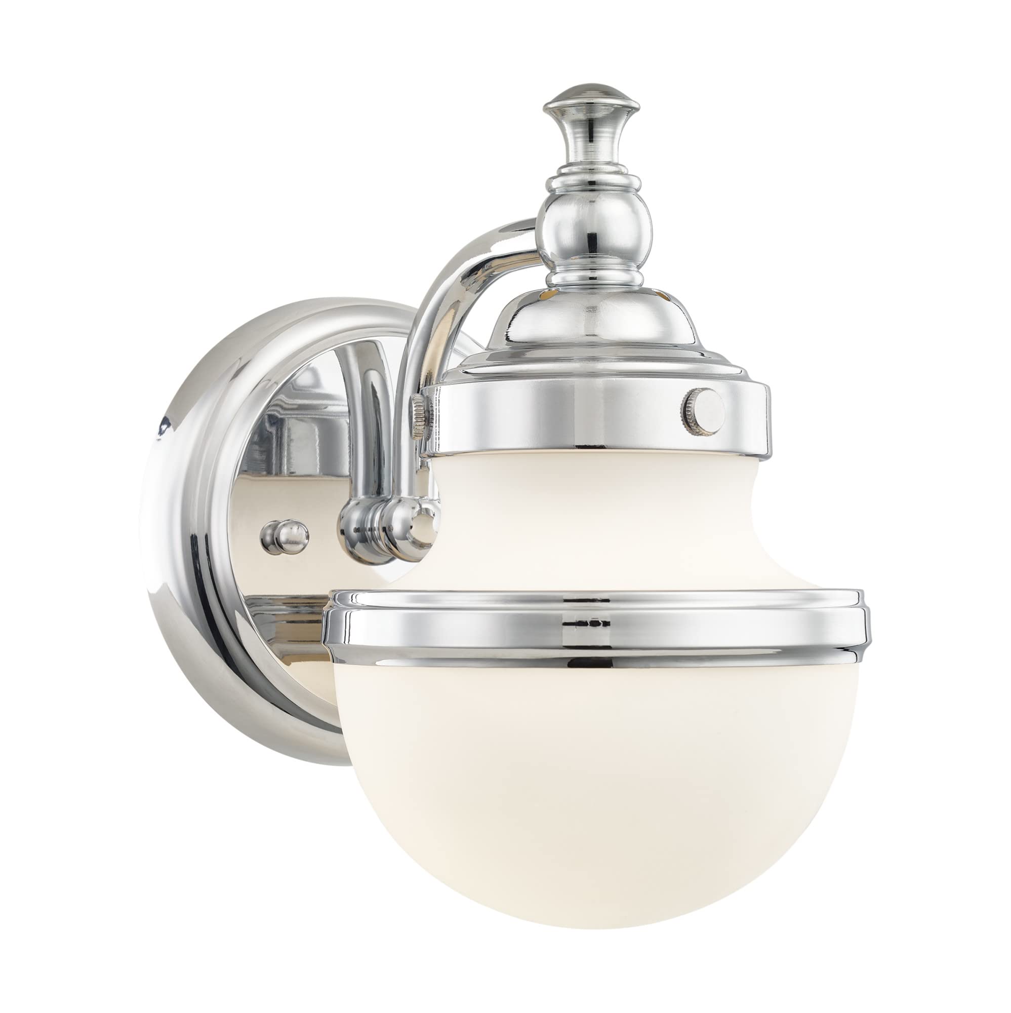 Livex 5711-05 Polished Chrome One Light Bathroom Vanity Light - Oldwick Collection Transitional Style Fixture for Bathroom, Powder Room & Dressing Area