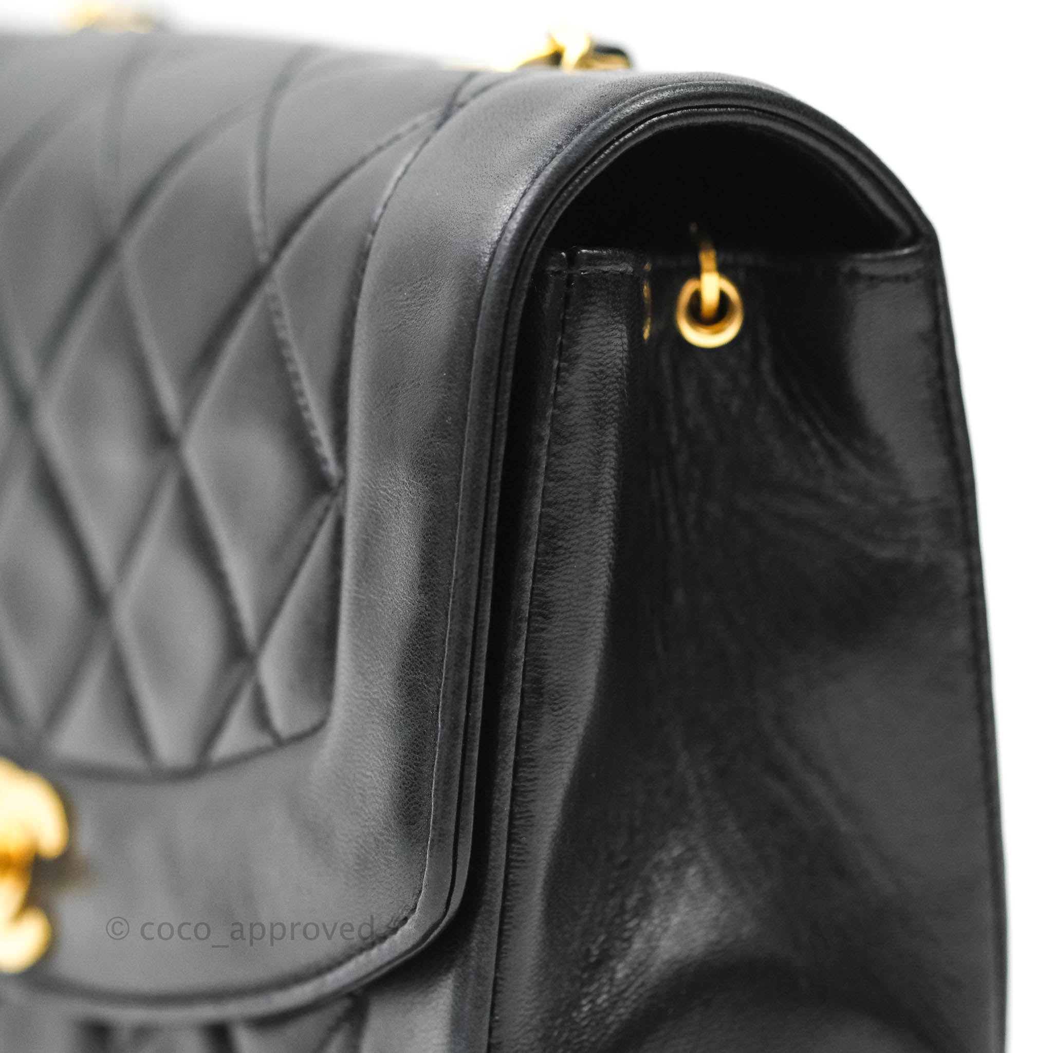 Authentic Chanel Black Quilted Lambskin Small Vintage Classic Diana Flap Bag - Luxury Handbag for Women, Perfect for Evening Events & Special Occasions