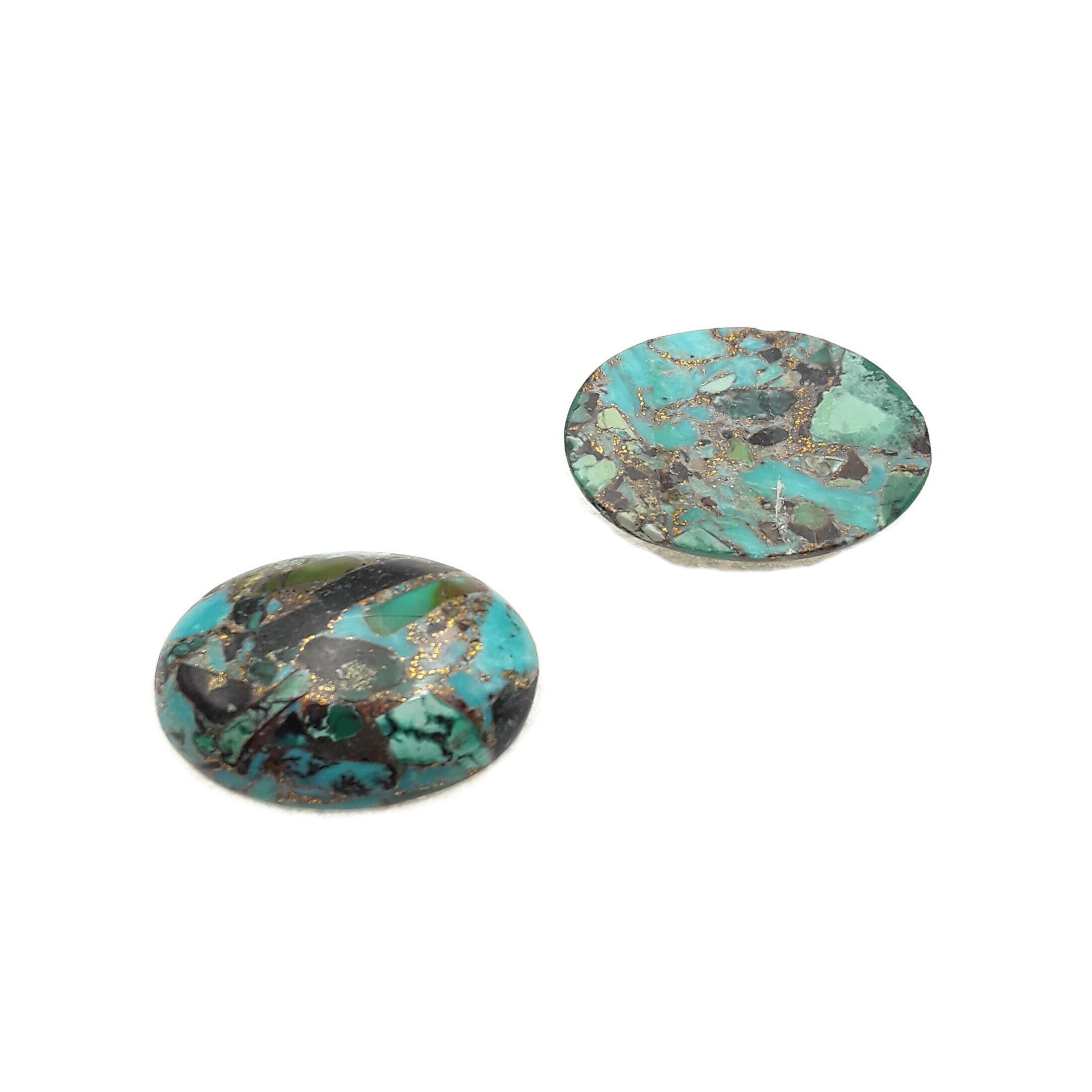 Natural Blue Bronzite Turquoise Oval Cabochon 22x30mm - Handmade Gemstone for Jewelry Making (Sold Individually) - Perfect for Pendants, Rings & DIY Craft Projects