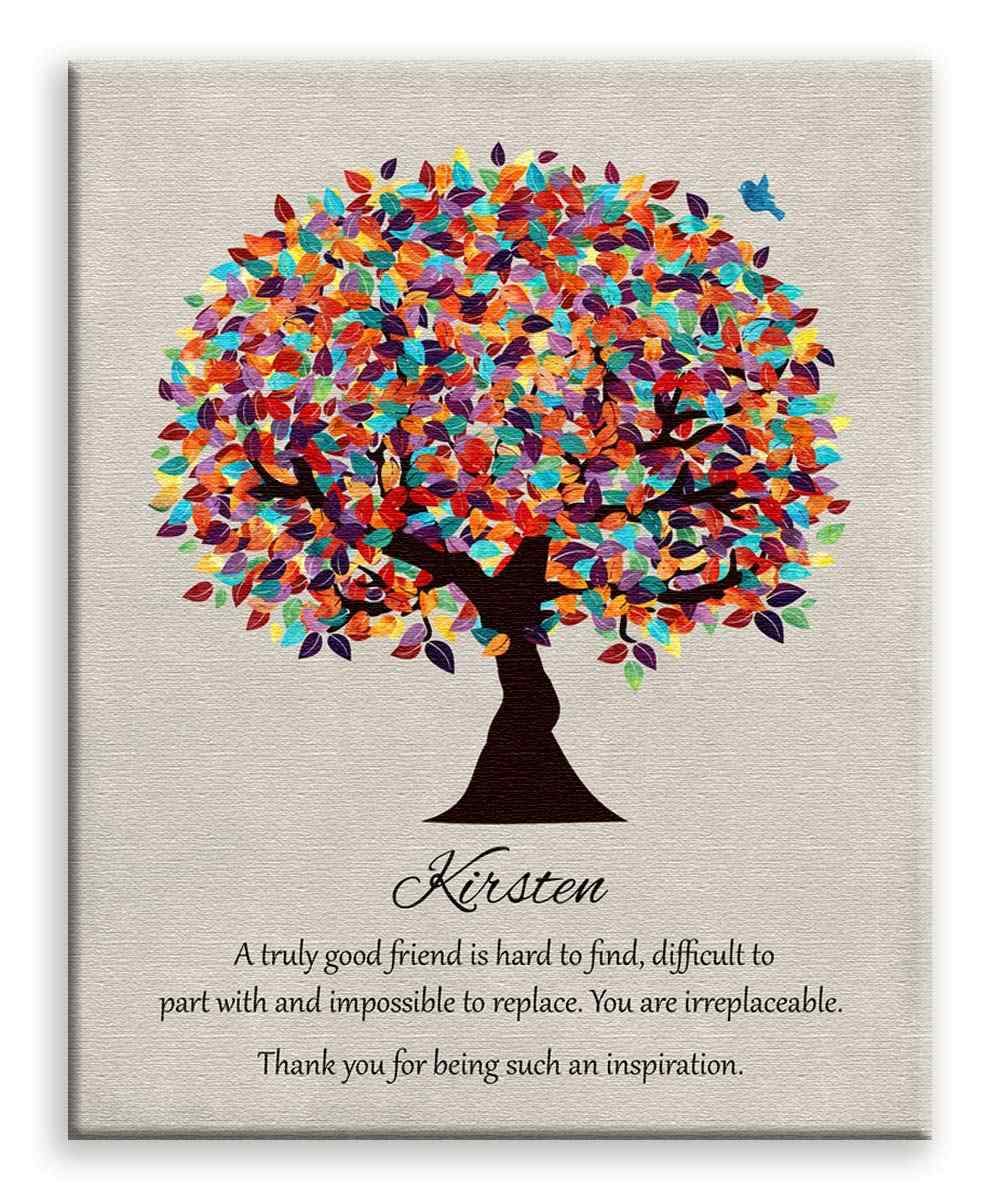 11x14 Personalized Mounted Canvas Art Print - Colorful Tree Design, Unique Gift for Friends, Mentors, Retirement, Farewell - Perfect for Home & Office Decor - Gift Wrapping Included LTC-C1492