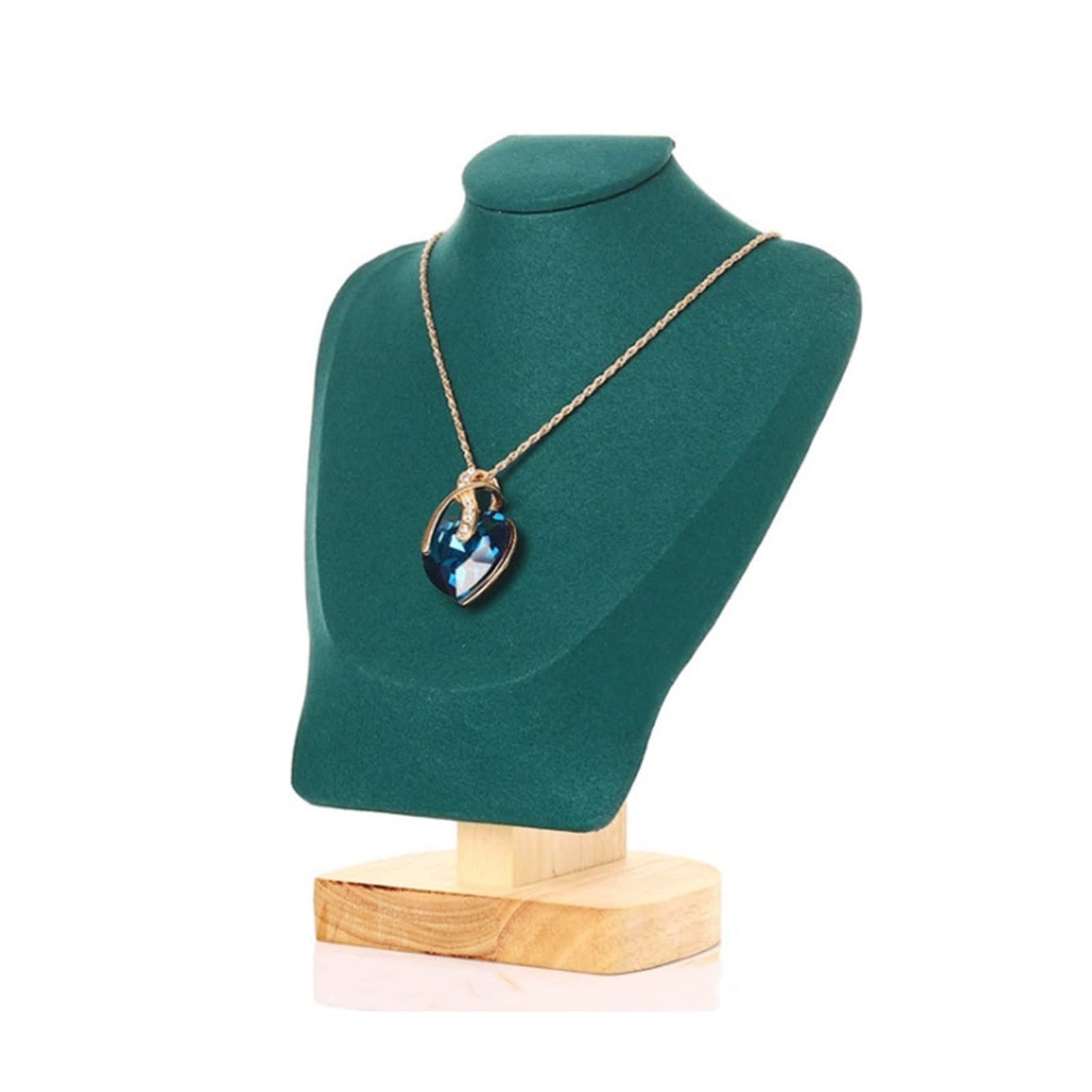 Velvet Jewelry Display Stand - Small Green Necklace Bust Hanger for Pendant & Chain Storage - Perfect for Boutique, Jewelry Store & Home Organizer