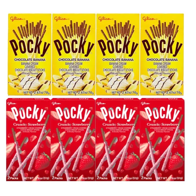 Japanese Pocky Sticks Variety Pack - Chocolate & Strawberry Flavors for Snacking & Gifts