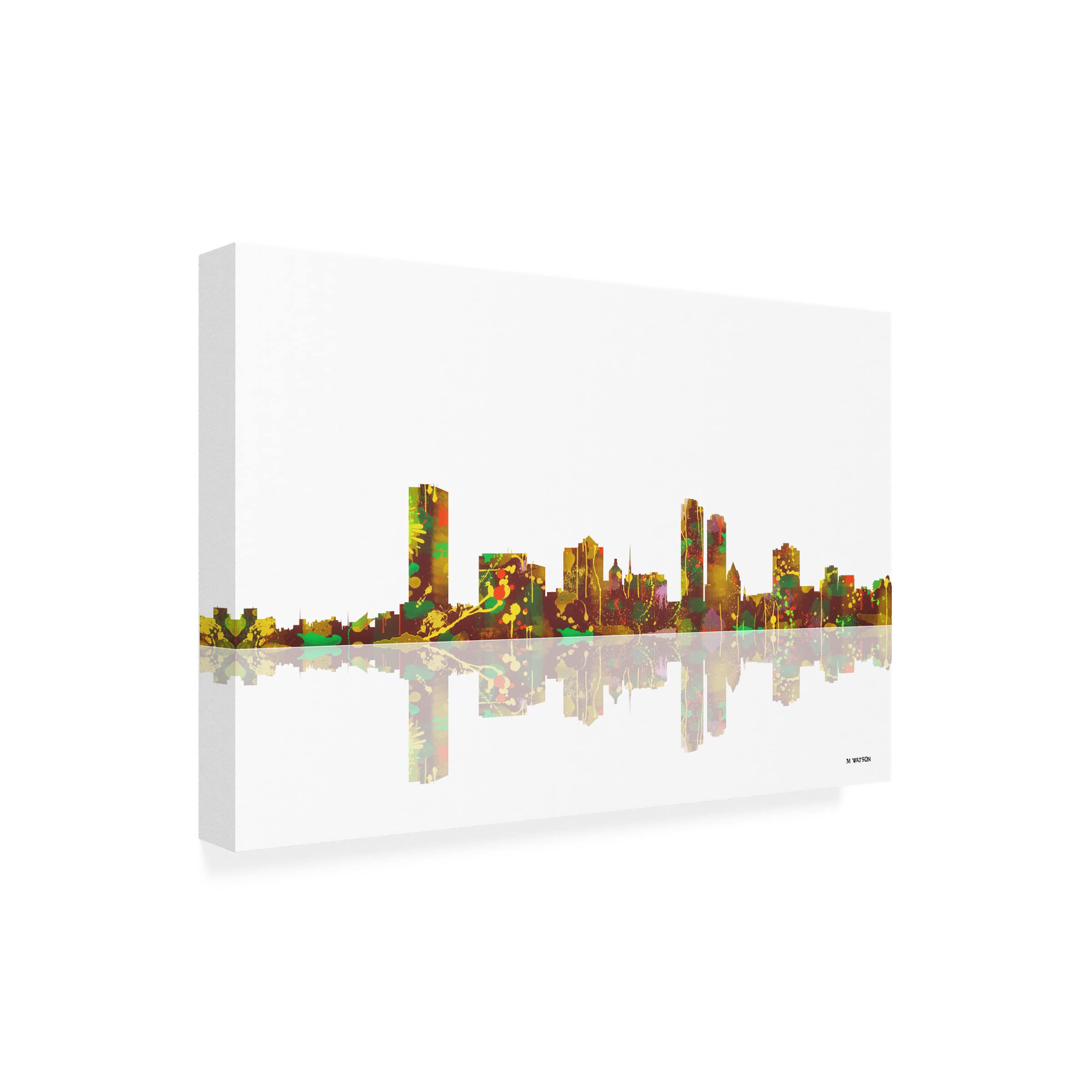 Trademark Fine Art 'Milwaukee Wisconsin Skyline 1' Canvas Wall Art by Marlene Watson - 30x47 Inches, Modern Cityscape Painting for Living Room, Office & Home Decor
