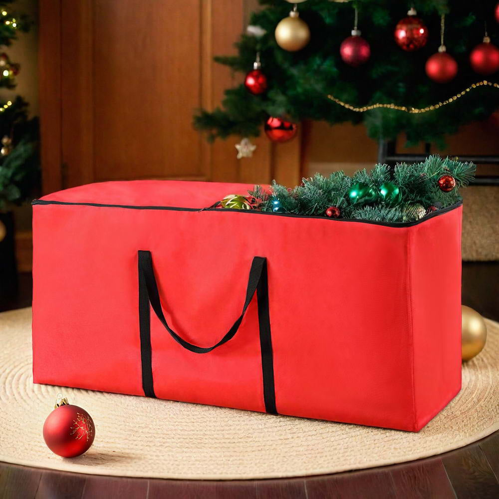 8ft Christmas Tree Storage Bag - Durable Red Xmas Tree Cover for Holiday Decoration Storage | Perfect for Home, Office & Seasonal Decor Organization