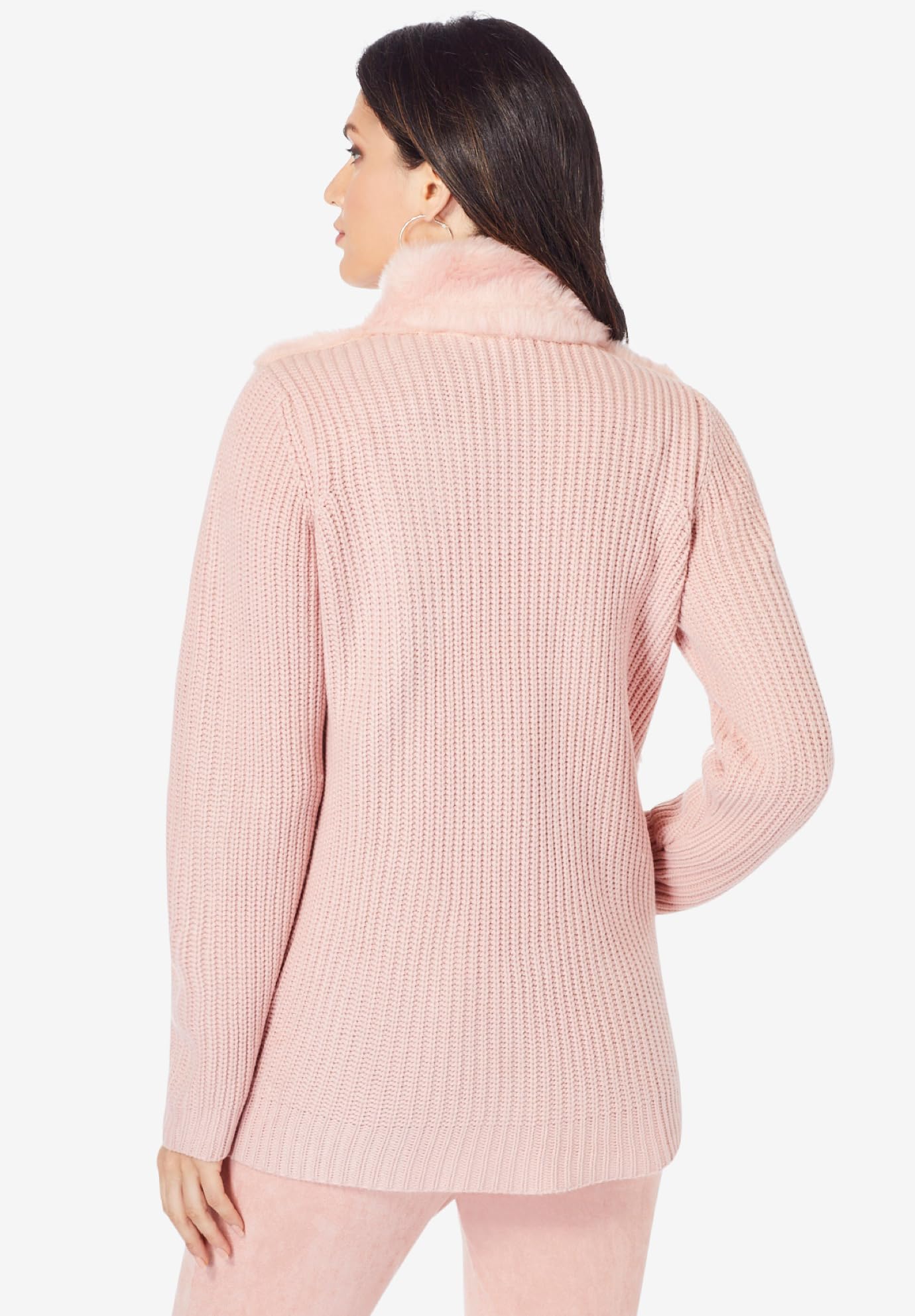 Roaman's Women's Plus Size Faux Fur Cardigan Sweater - Cozy Winter Wrap for Casual Outings & Lounge Wear