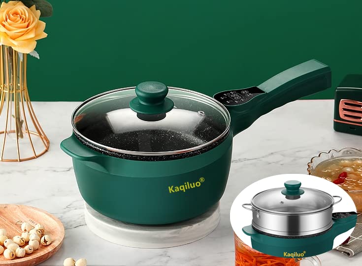 Kaqiluo 3L Multi-Function Electric Hot Pot with Steamer - Portable Cooker for Noodles, Soup, Rice & Steak | Compact Travel Cooking Pot with Delay Timer & Keep Warm | Perfect for Dorms, Offices & Camping (Bee Pot Green)